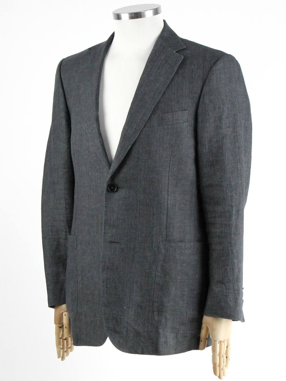 Ermenegildo Zegna GRITTI BY ERMENEGILDO ZEGNA Linen checkered jacket Size 50R - 3 Thumbnail