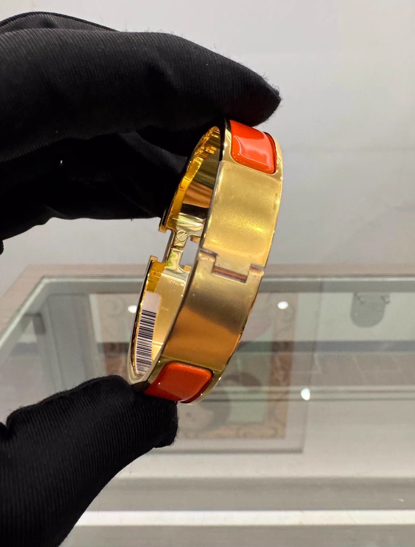 Hermes Hermes Clic H Orange Enamel Gold H Bracelet PM Size ONE SIZE - 4 Thumbnail