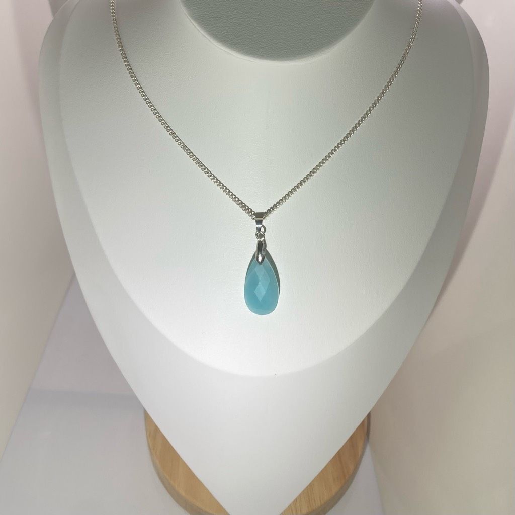 AUN Sterling 925 Silver & Amazonite Necklace