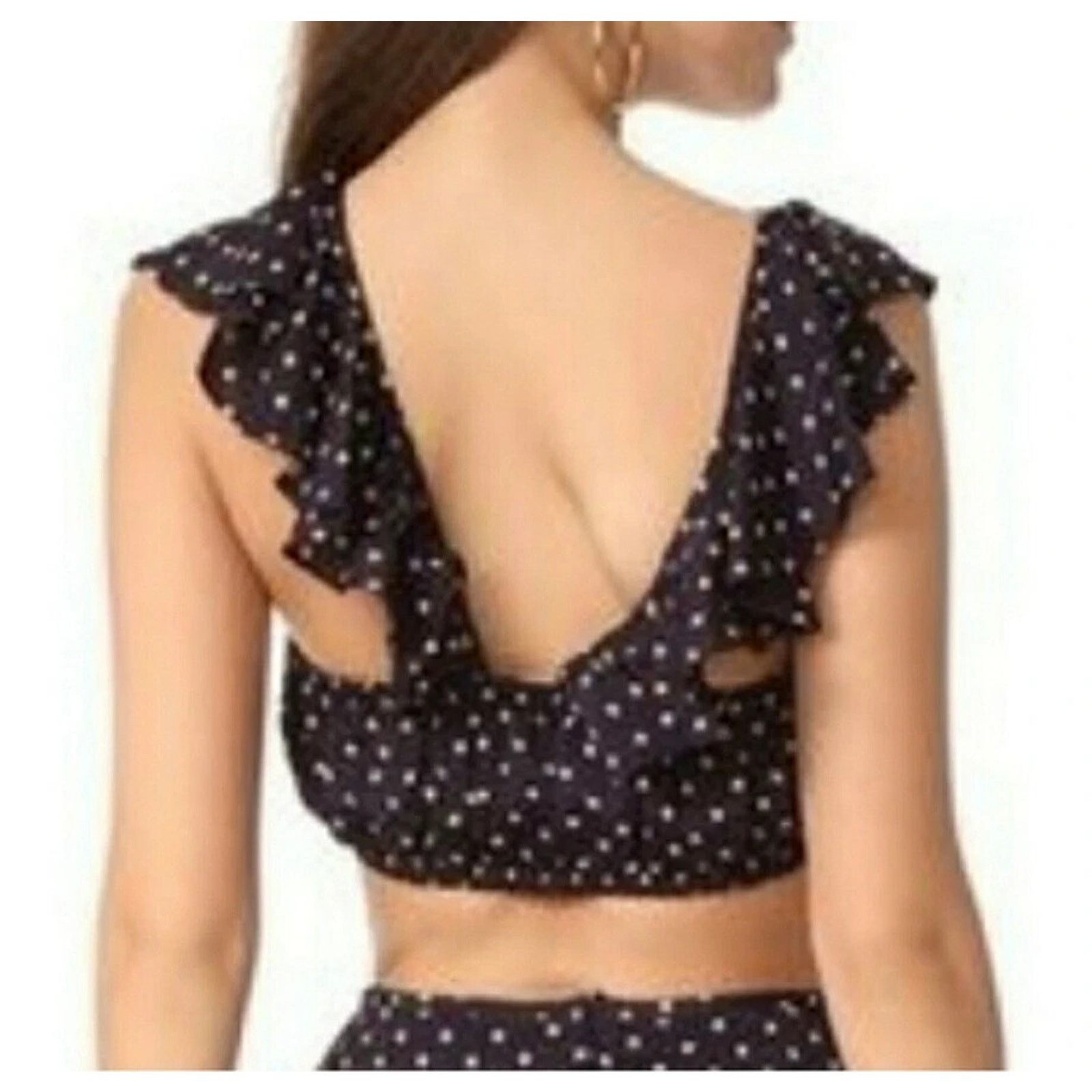 Other New w/Tag For Love and Lemons Navy Polka Dot Crop Top Small Size S / US 4 / IT 40 - 3 Thumbnail