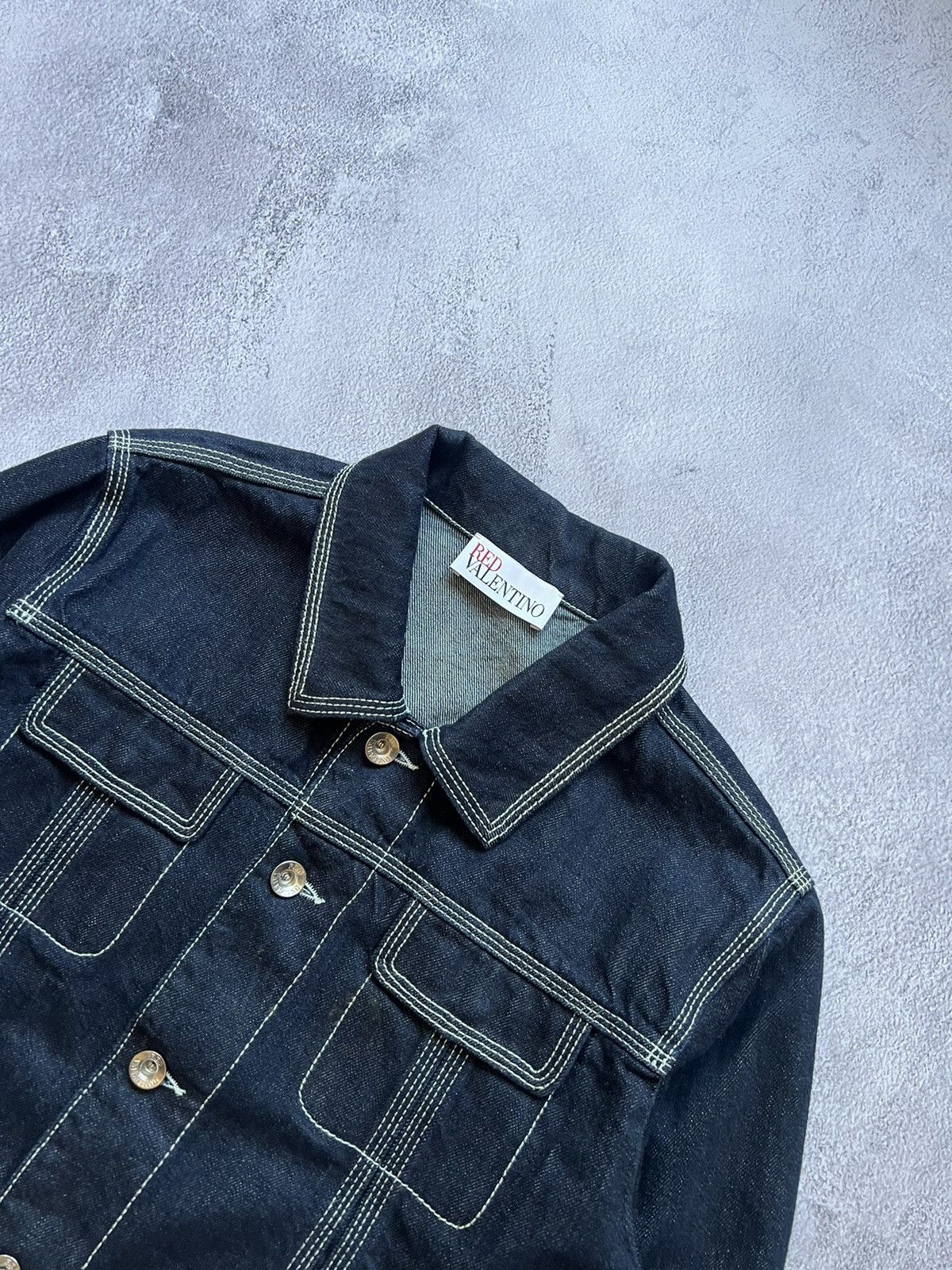 Designer × RED Valentino × Valentino RED Valentino Cropped Denim Jacket Women’s Size 46 Size L / US 10 / IT 46 - 2 Thumbnail