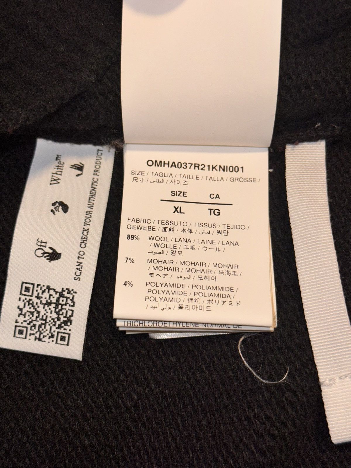Off-White Off White Printed Brushed Mohair-Blend Zip-Up Hoodie Black Size US XL / EU 56 / 4 - 8 Thumbnail