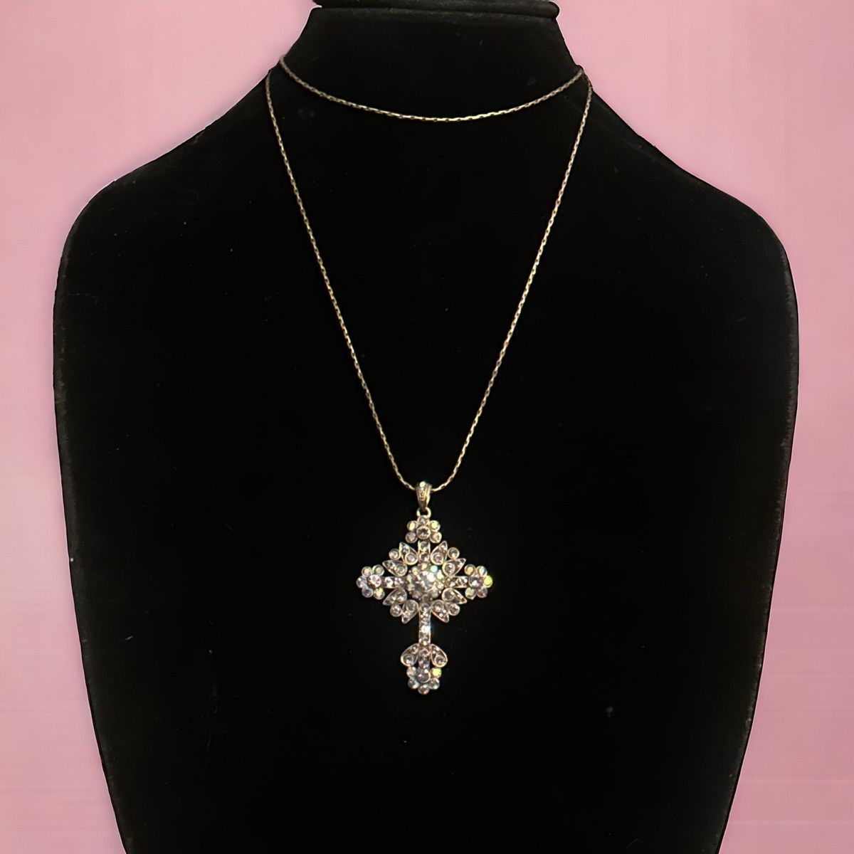 Other Kirks Folly brass tone AB rhinestone cross pendant necklace Size ONE SIZE - 1 Thumbnail