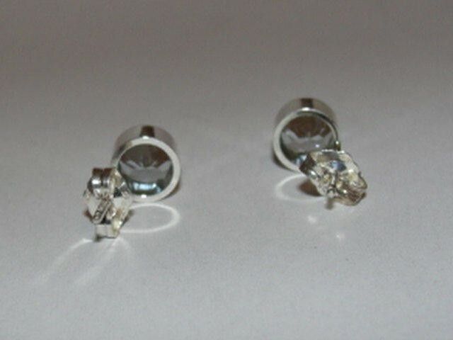 Handmade Silver Faceted Aquamarine Bezel Set Earring Birthstone March Size ONE SIZE - 3 Thumbnail