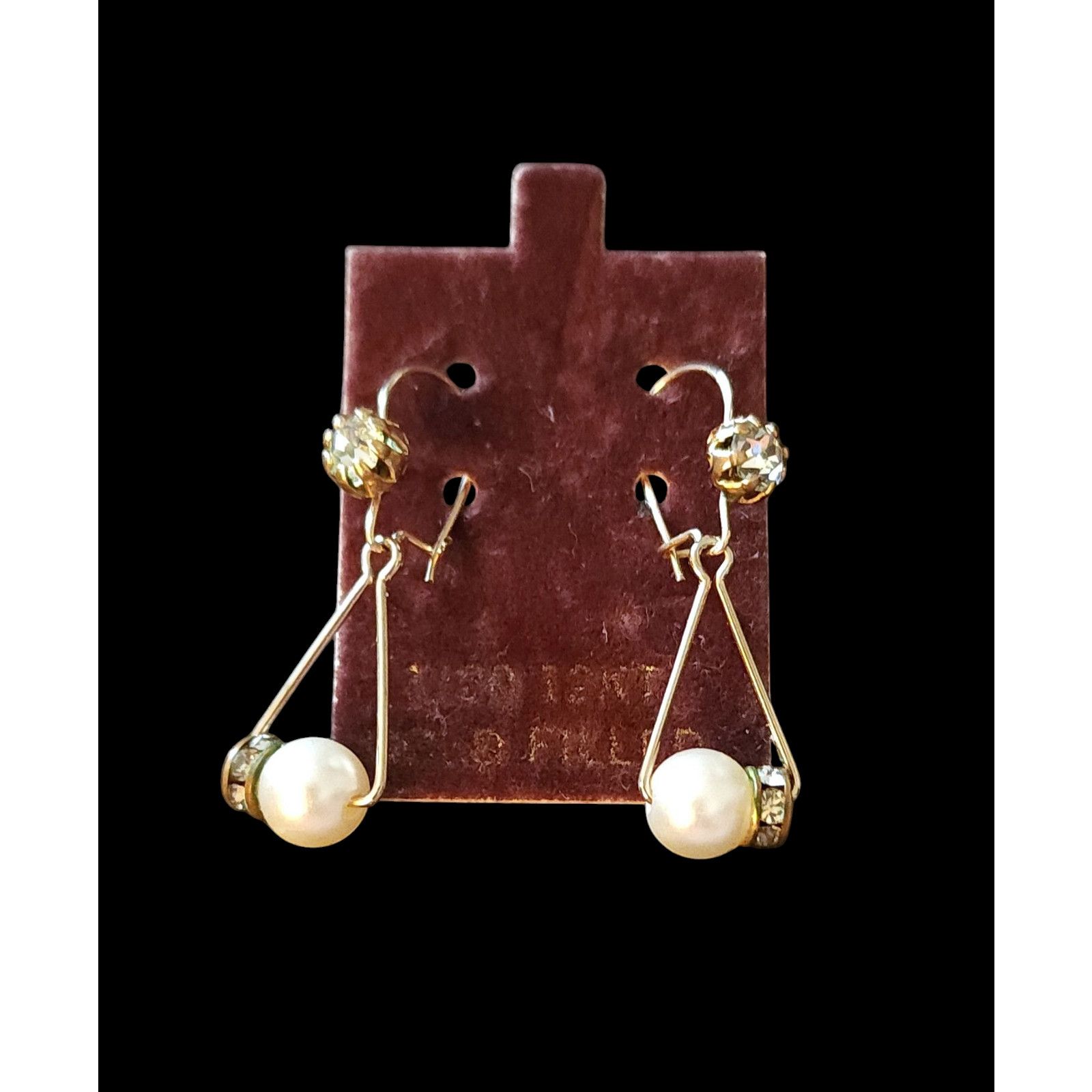 Other 12kt gold filled pearlescent bead & rhinestones earrings. Size ONE SIZE - 8 Thumbnail