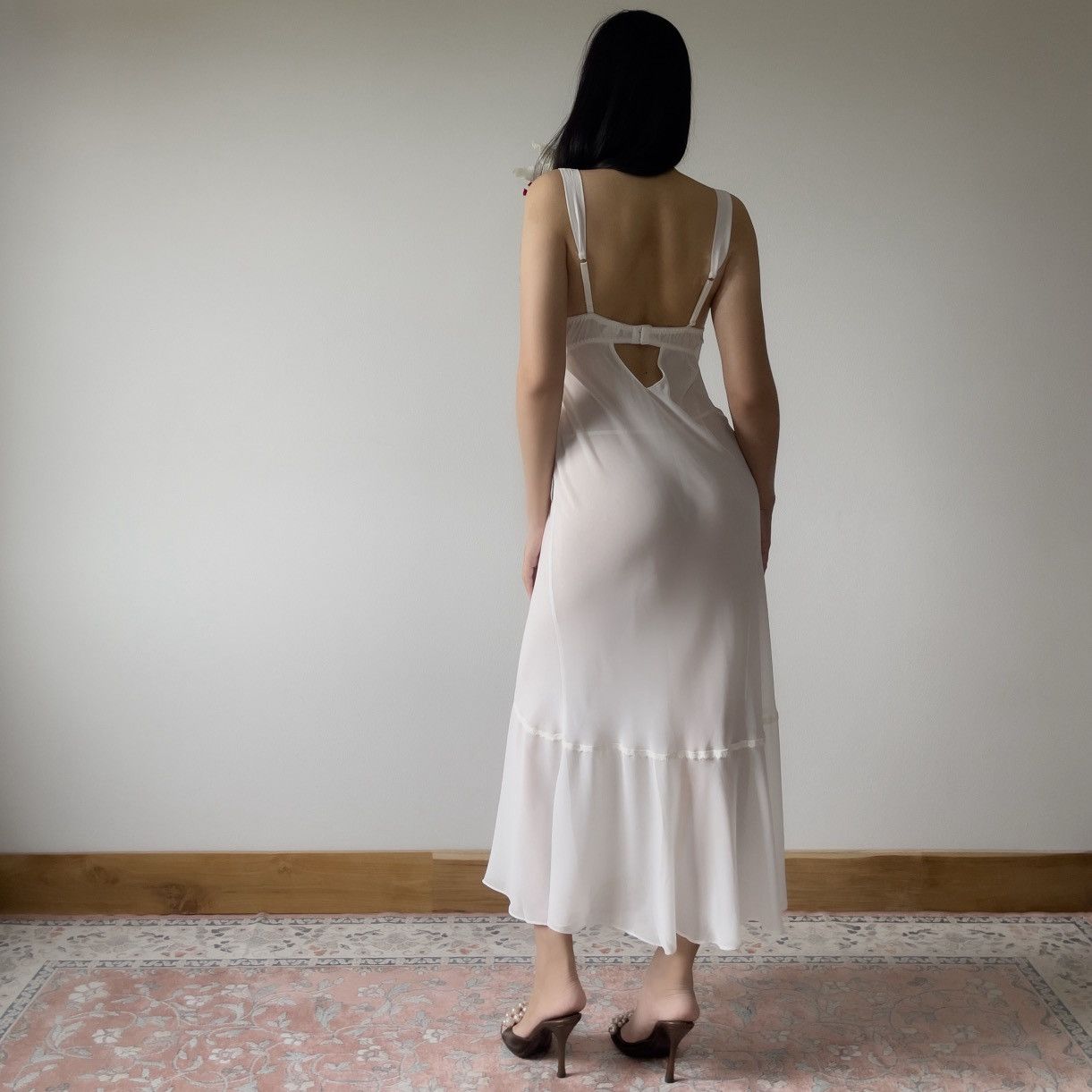 Other Romantic 2000s Soft White Sheer Chiffon Slip Dress (M) Size M / US 6-8 / IT 42-44 - 6 Thumbnail