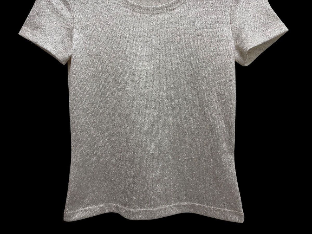 Versus Versace GLAM 💎 GLITTER SILVER TONE RIBBED SPARKLING FINISH TOP TEE Size S / US 4 / IT 40 - 4 Thumbnail