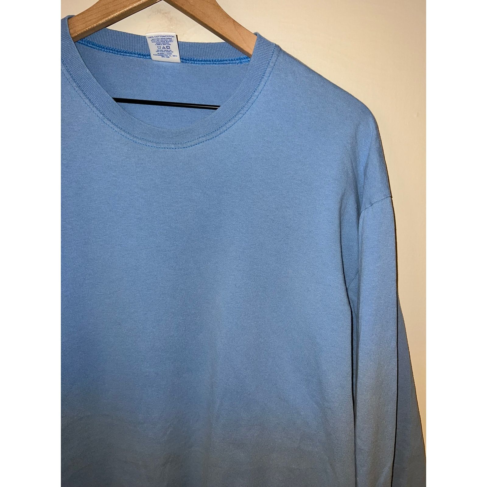 Russell Athletic Vintage Blue Long Sleeve Blank Shirt Russell Athletic 90s L Size US L / EU 52-54 / 3 - 2 Thumbnail