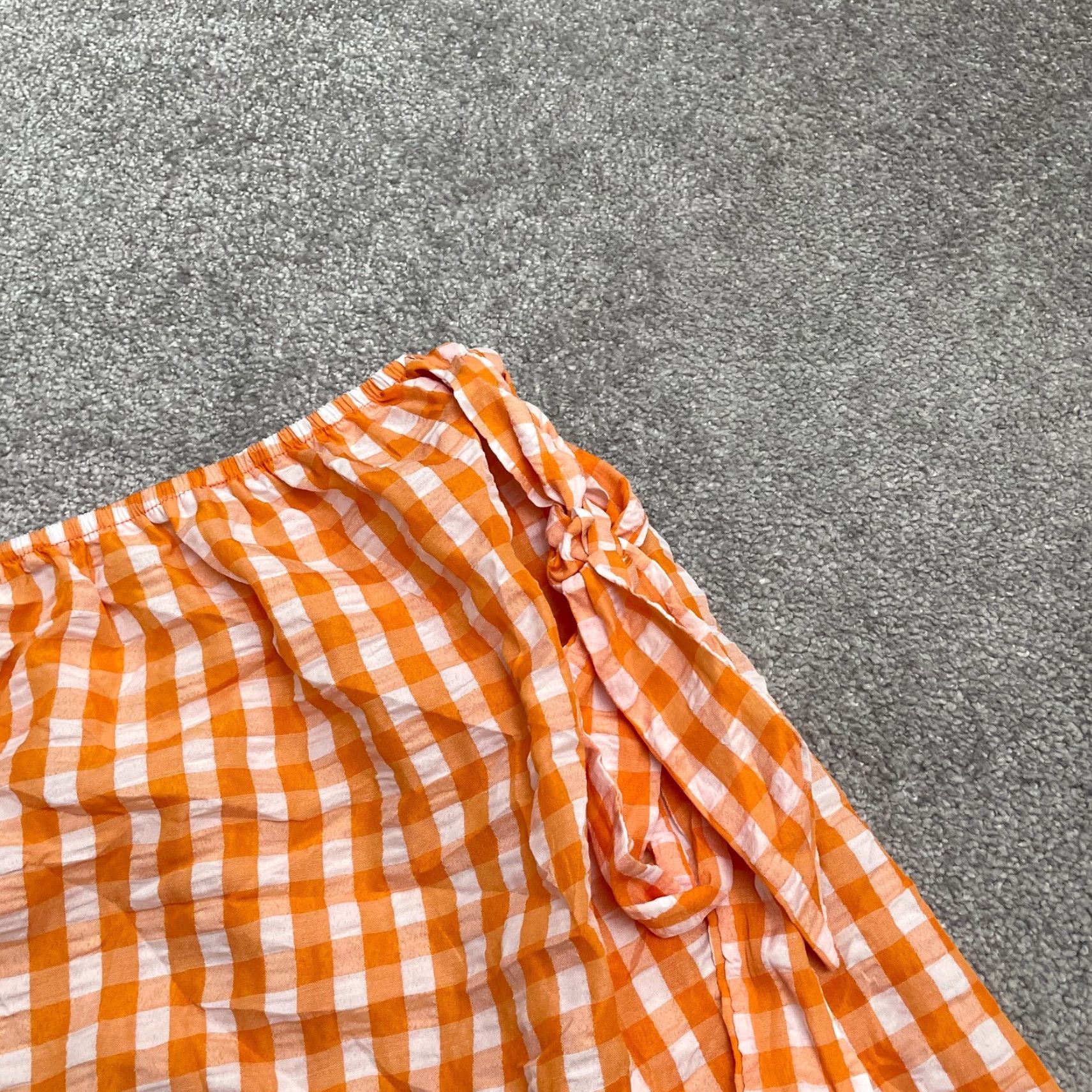 Shein SheIn Cropped Top Off Shoulder Check Orange White XL Women NWT Summer Knit Blouse Short Sleeve Casual Shirt Plus Size Womens Size XL / US 12-14 / IT 48-50 - 3 Thumbnail