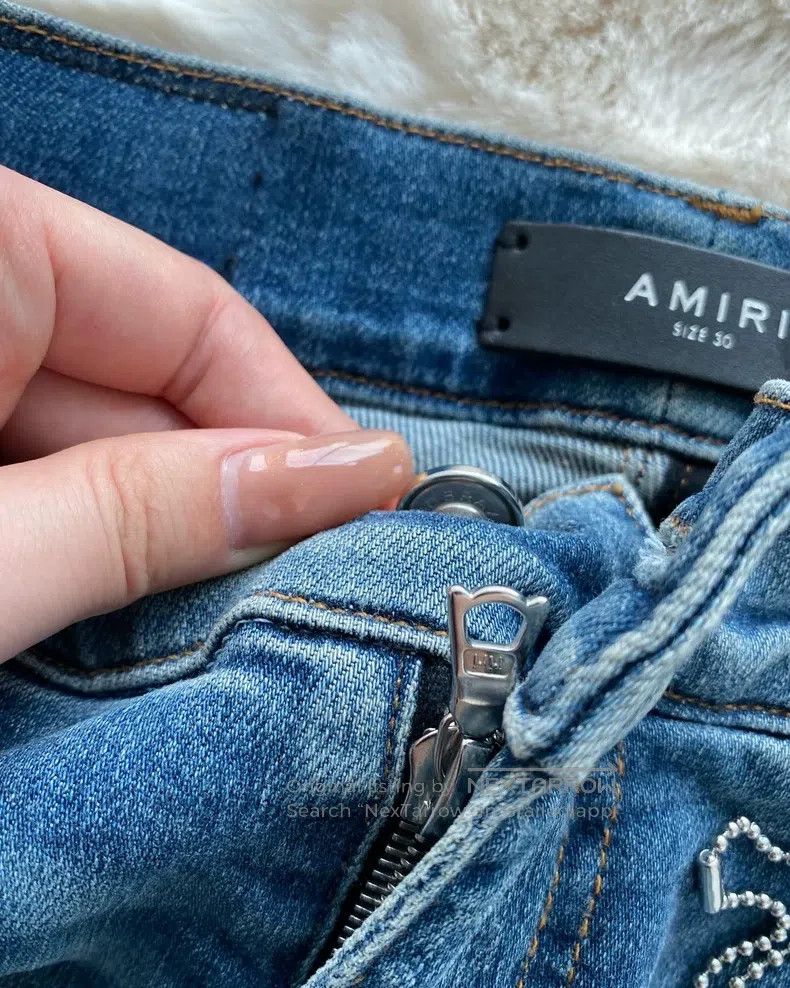 Amiri Amiri Size 30 Washed blue and blue split leather 17 MX1 jea Size US 30 / EU 46 - 7 Thumbnail