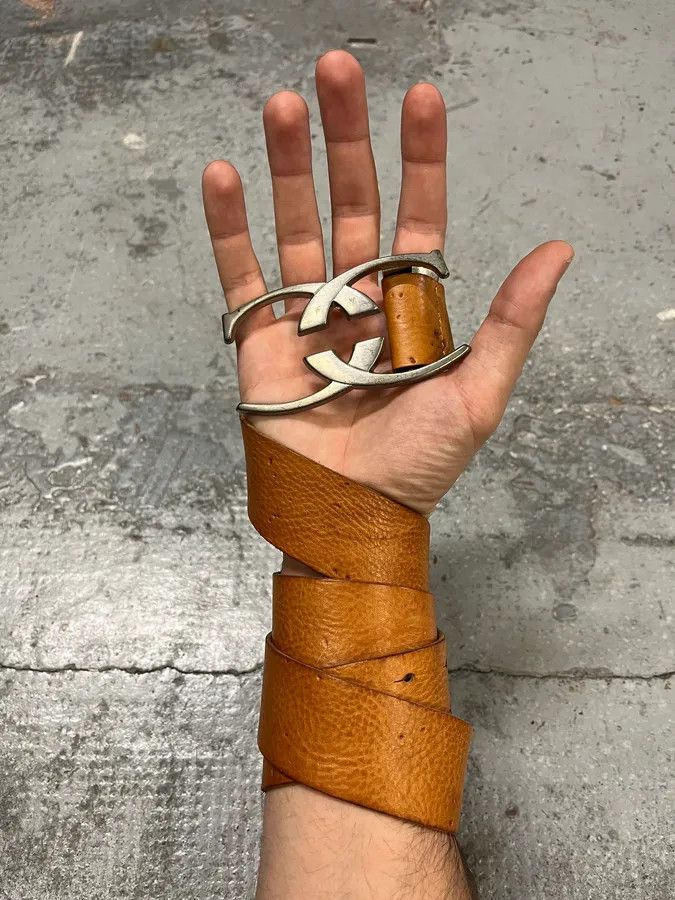 Just Cavalli 2000s Cavalli Orange Leather Belt Size ONE SIZE - 1 Thumbnail