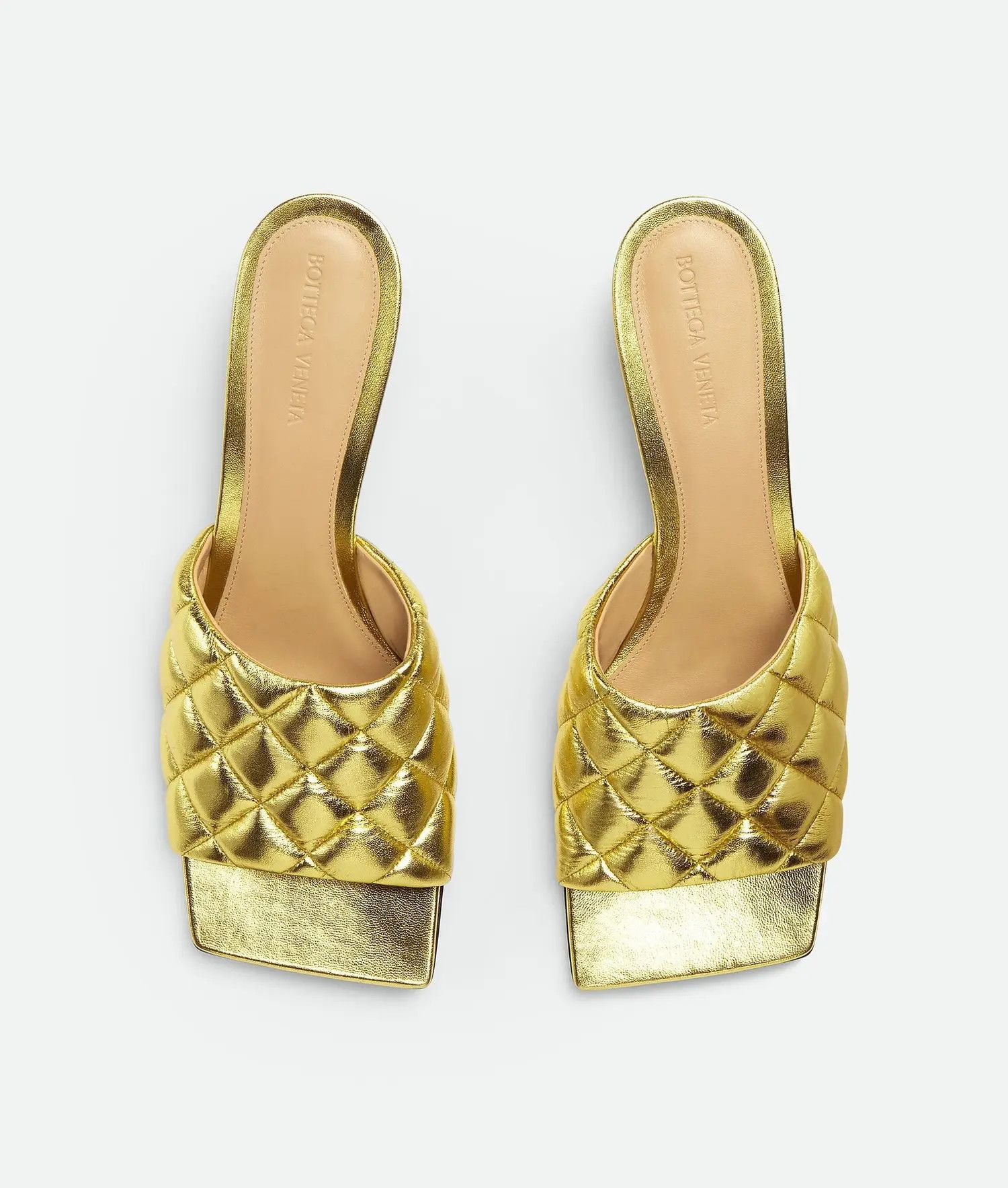 Bottega Veneta o1n1vont1224 Padded Sandal Mules in Gold Size US 8.5 / IT 38.5 - 4 Thumbnail