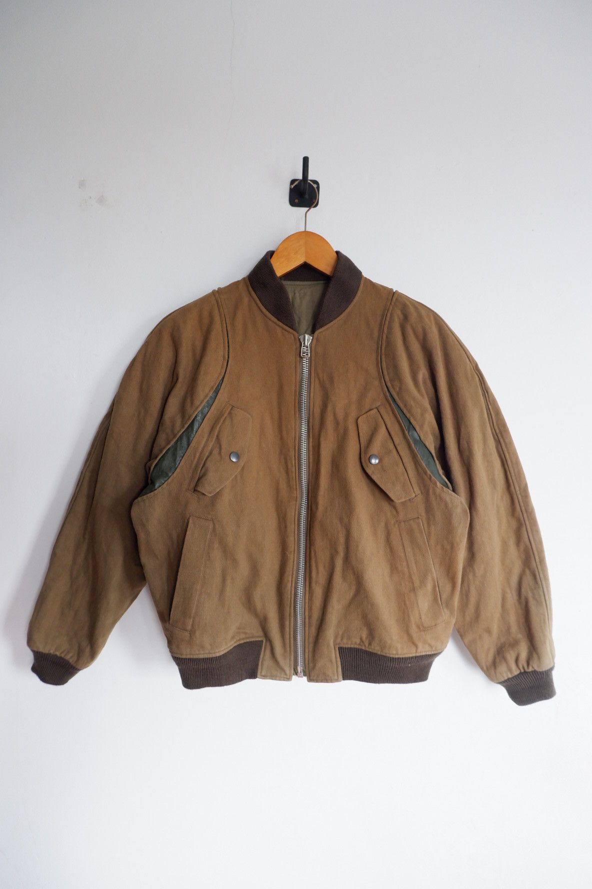 Issey Miyake Vintage 80s Paneled Leather Bomber Jacket Size US M / EU 48-50 / 2 - 1 Thumbnail