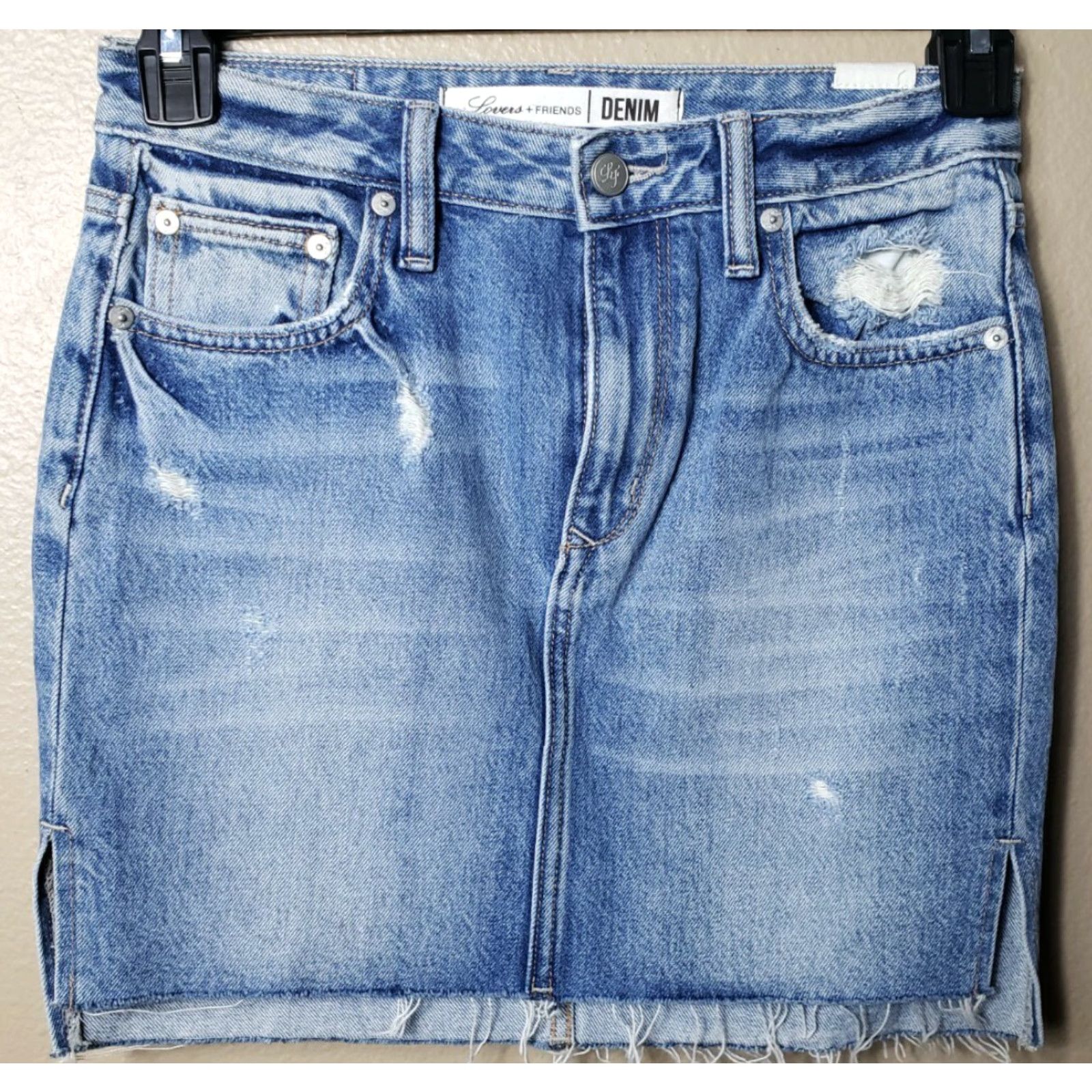 Vintage Lovers + Friends "Elijah" Distressed Jean Skirt-Size 26 Size 26" / US 2 / IT 38 - 2 Thumbnail