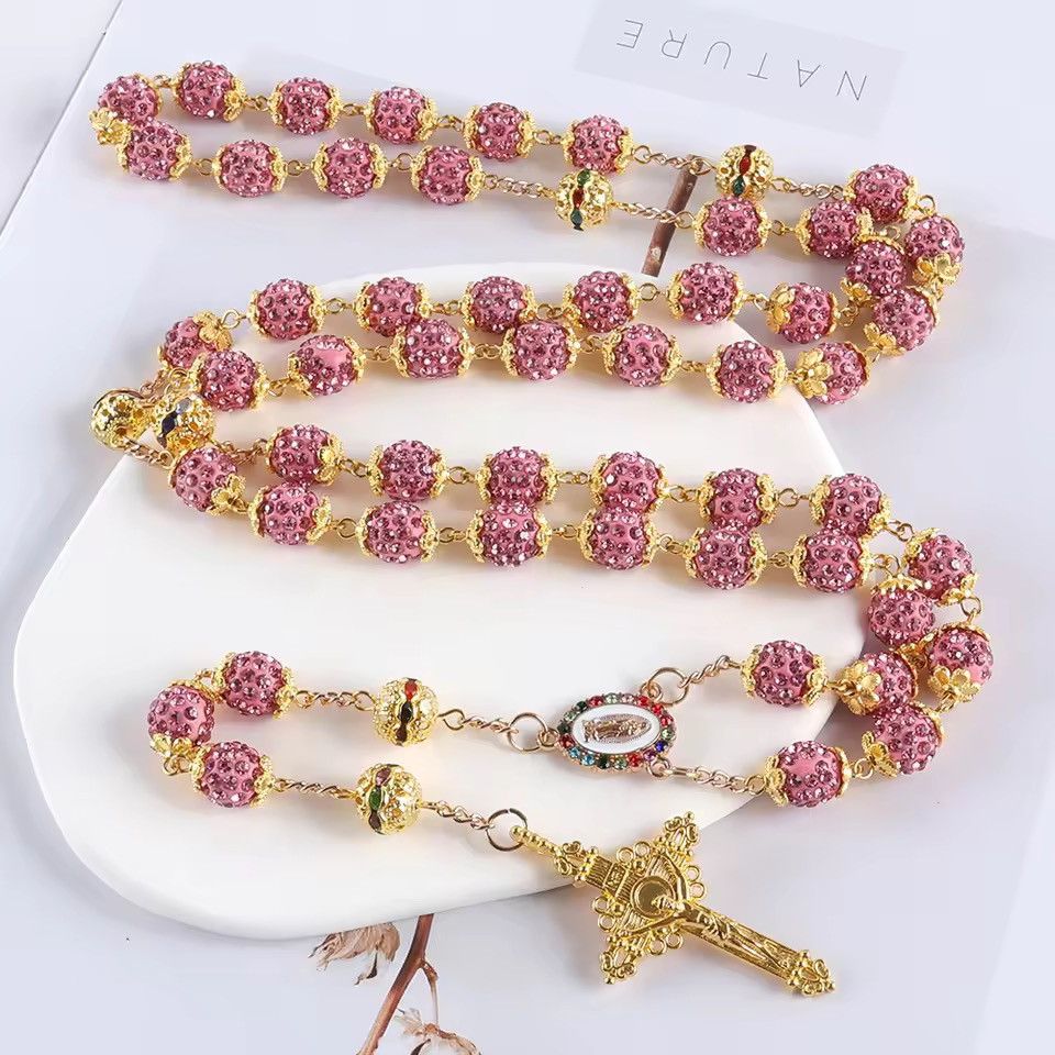 Japanese Brand Shamballa Bead Rosary Necklace w/ Crucifix Size ONE SIZE - 2 Thumbnail