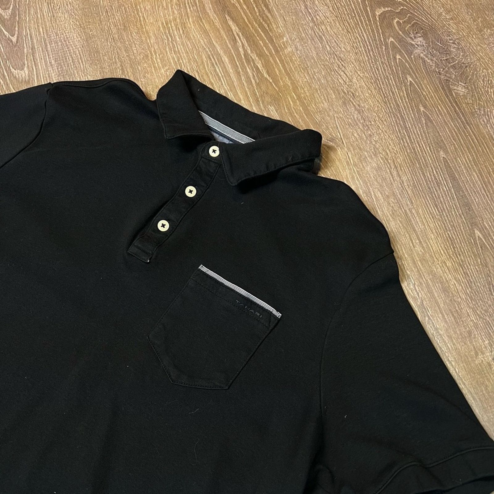 Elie Tahari Tahari Men’s Soft Knit Cotton Interlock Polo Shirt Black, XL Size US XL / EU 56 / 4 - 1 Thumbnail