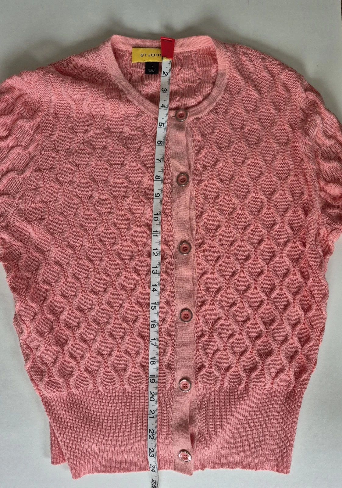St. John Sweater Santana Cable Knit Coral Wool Blend Button Up Cardi Size L / US 10 / IT 46 - 10 Thumbnail