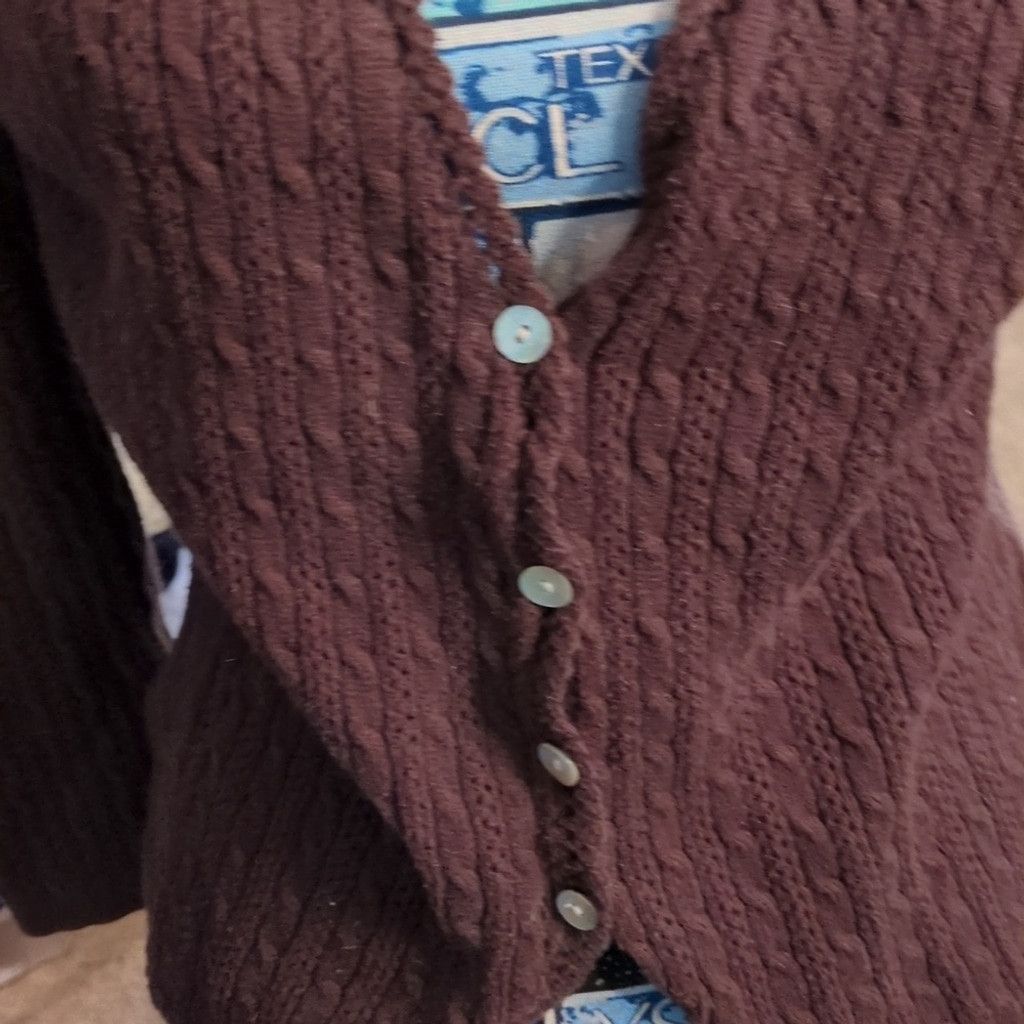 Oscar De La Renta Oscar De La Renta Brown Cable Knit Cardigan Size Medium Size L / US 10 / IT 46 - 2 Thumbnail