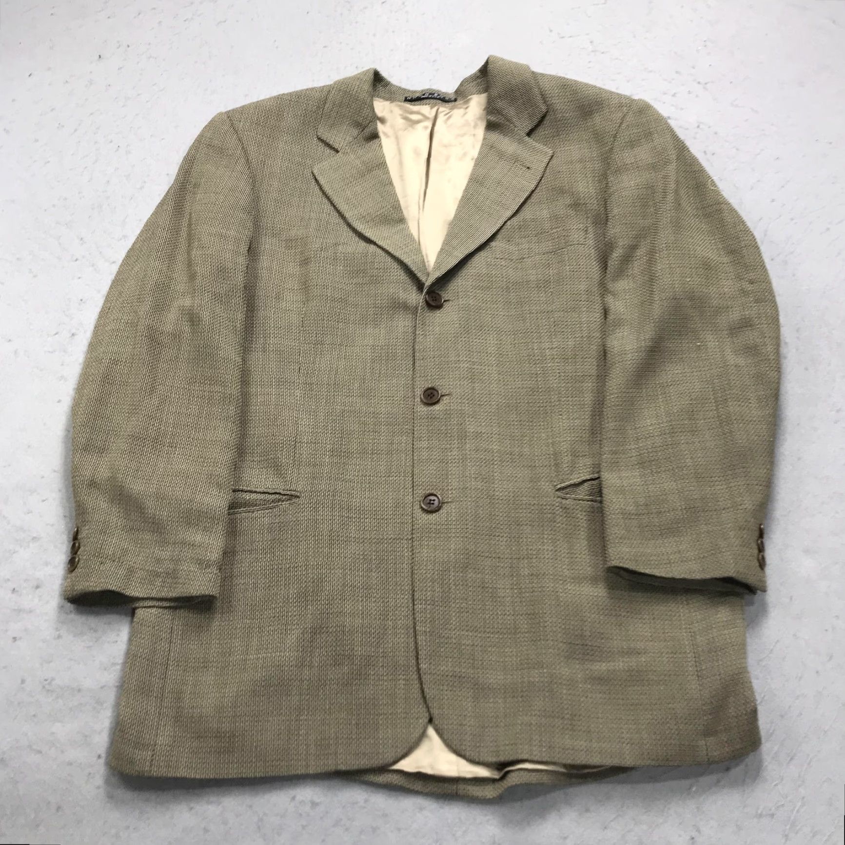 Loro Piana VINTAGE Loro Piana Sport Coat Mens 40R Tan Wool Blazer Geometric 2 Piece 3-Button Notch Lapel Woolmark Twister 110s Casual Wedding Formal Jacket Size 40R - 2 Thumbnail