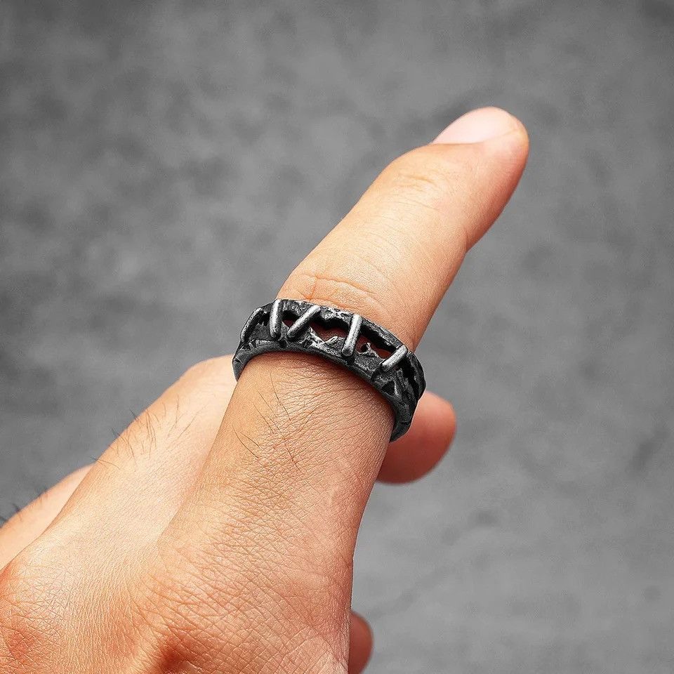 Jewelry Retro Suture Men Ring Size ONE SIZE - 3 Thumbnail