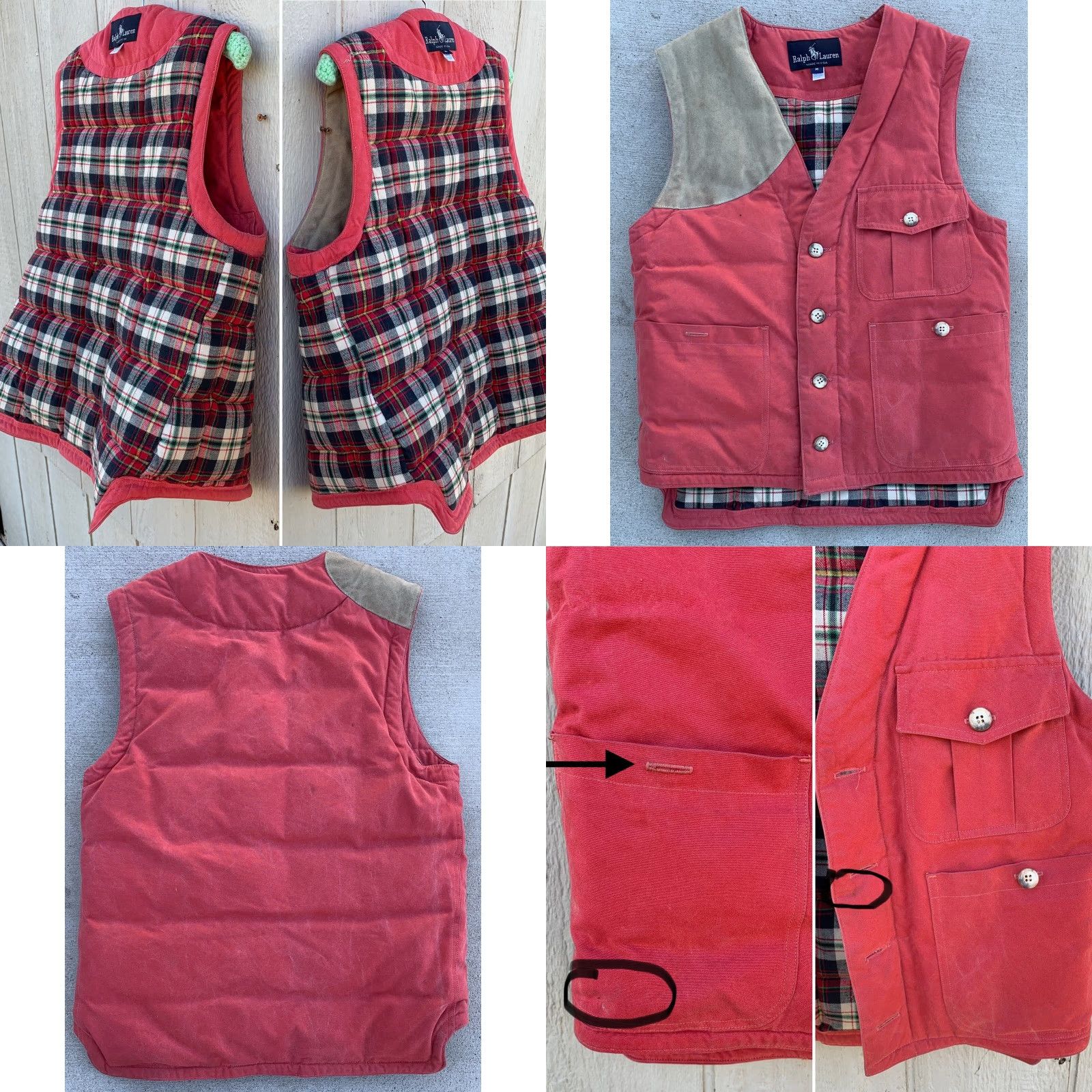 Ralph Lauren VINTAGE Ralph Lauren Vest Hunting Outdoor Plaid Lined Cotton M Men USA Shirt? Size US M / EU 48-50 / 2 - 9 Thumbnail