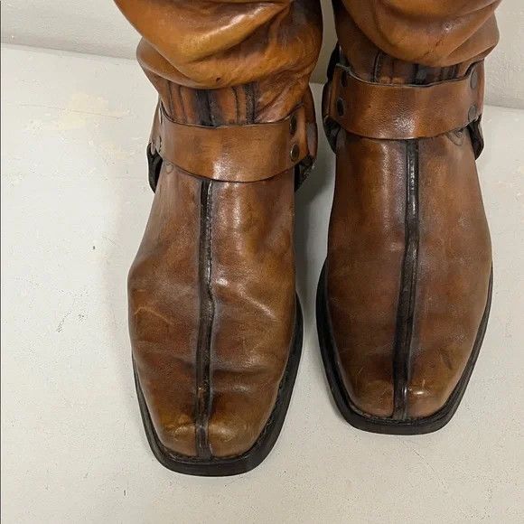 Frye FRYE VINTAGE 70s BROWN LEATHER HARNESS MOTO BOOT MENS 10.5 D Size US 10.5 / EU 43-44 - 4 Thumbnail
