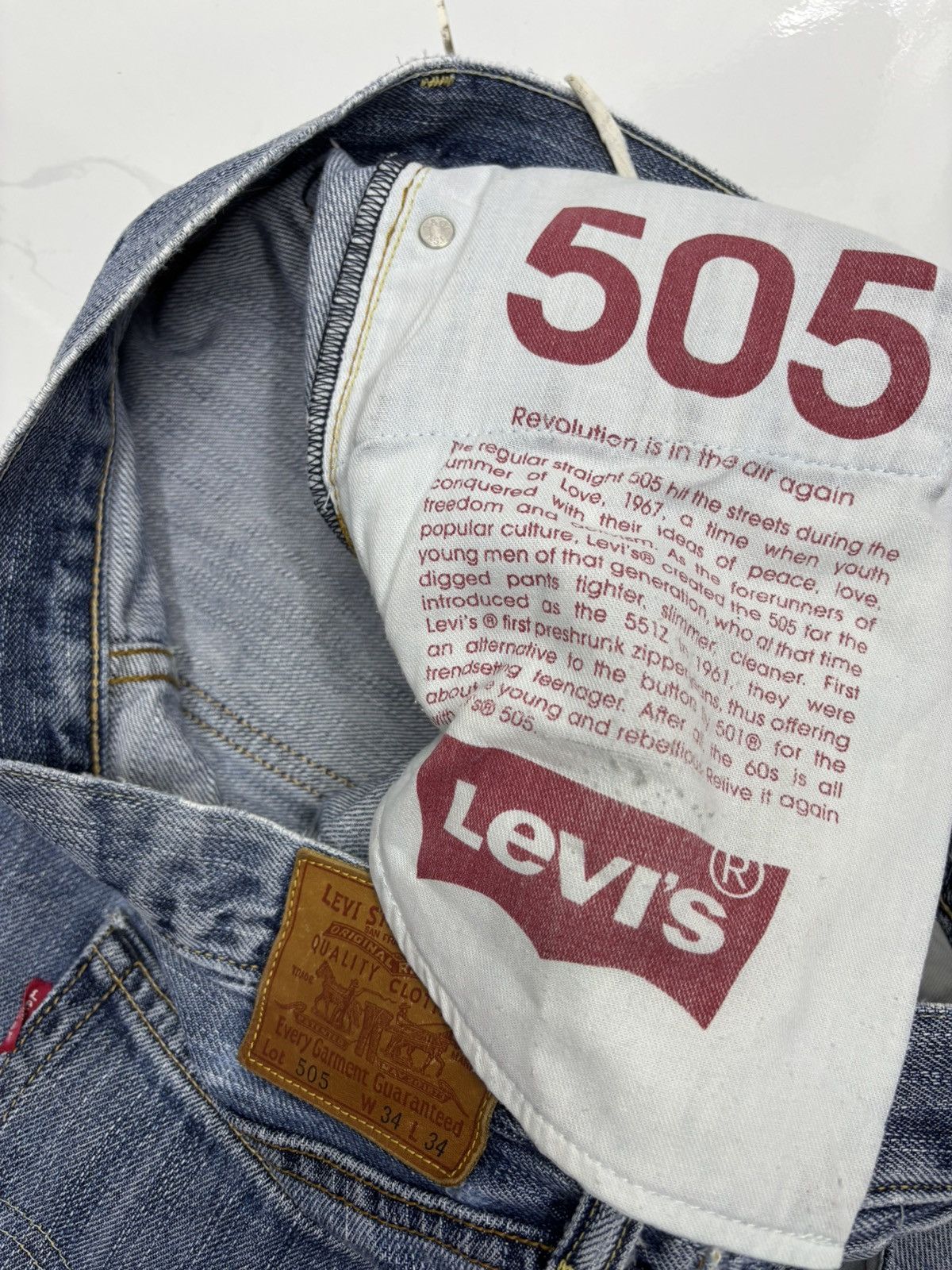 Hysteric Glamour VINTAGE LEVIS 505 SELVEDGE JEANS BAGGY DISTRESSED DENIM Size US 35 - 12 Thumbnail