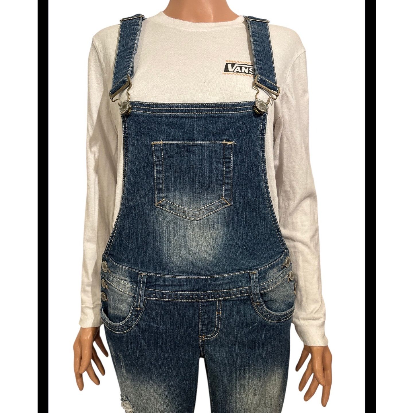 Almost Famous Almost Famous Blue Denim Overalls Juniors Size Small Size 27" / US 4 / IT 40 - 4 Thumbnail