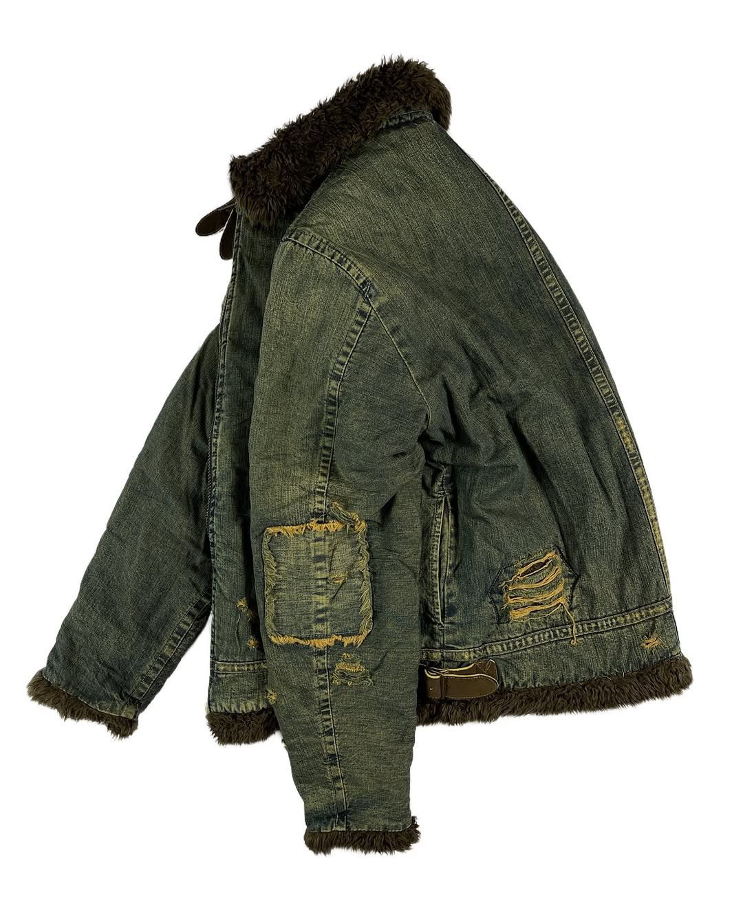 Japanese Brand Vintage Johnbull B-3 Distressed Denim Jacket Lined Fleece Size US L / EU 52-54 / 3 - 5 Thumbnail