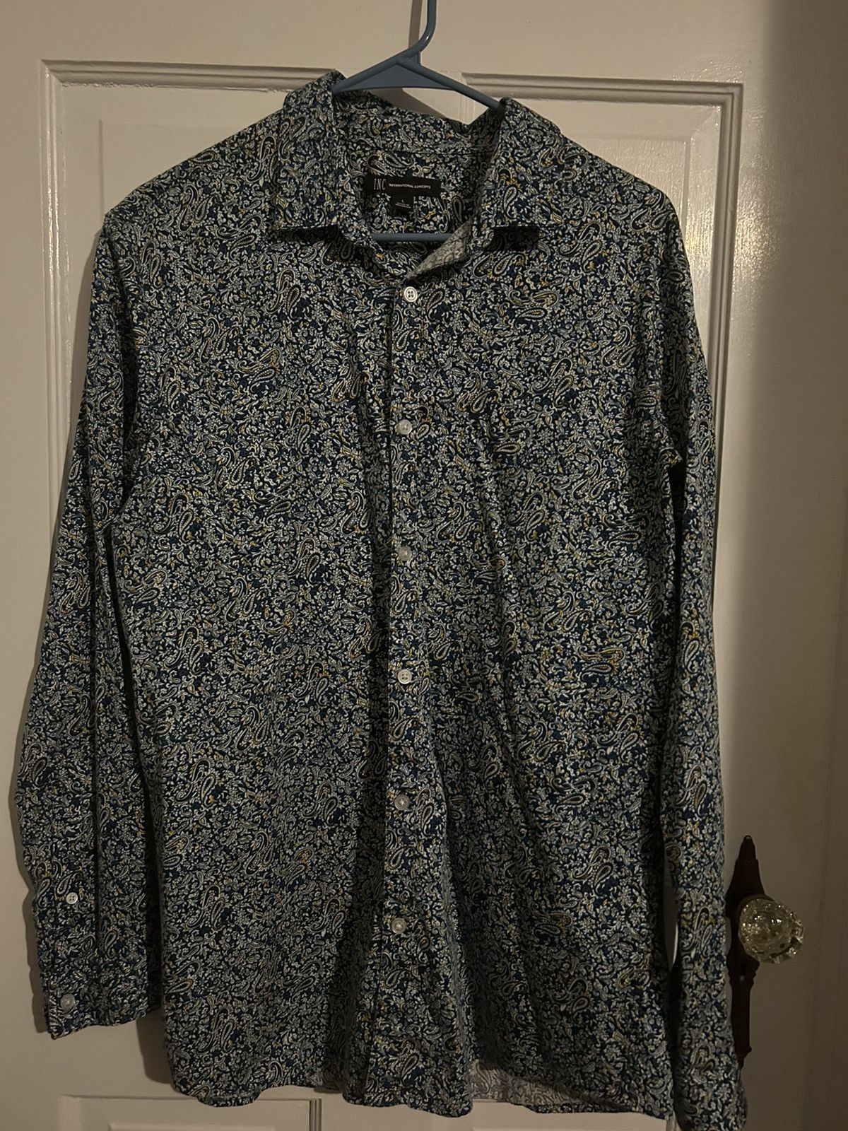 I.N.C Blue and yellow paisley button down Size US L / EU 52-54 / 3 - 1 Thumbnail