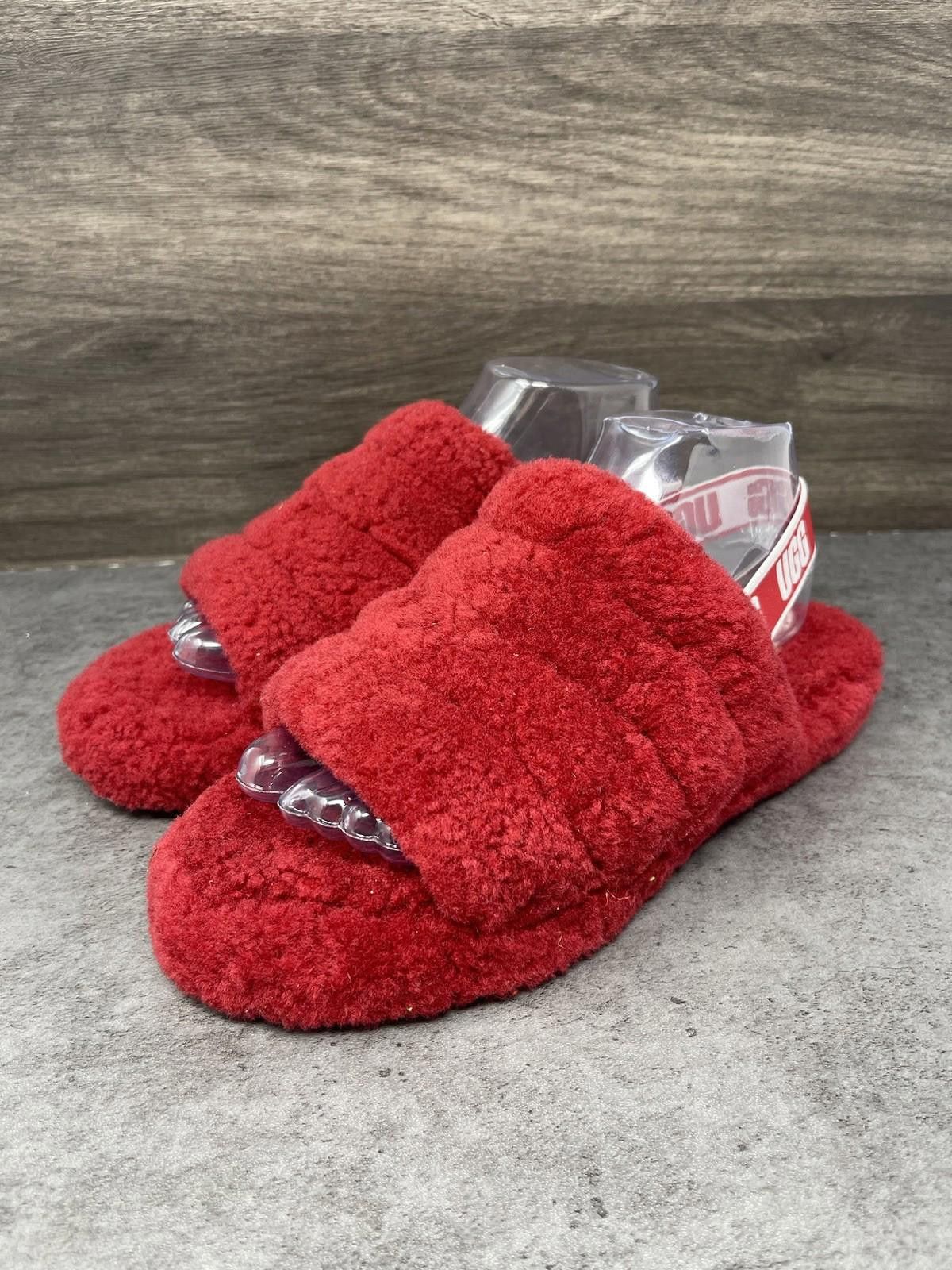 Ugg UGG Fluff Yeah Slide Slippers Womens Size 6 Red Fur Size US 6 / IT 36 - 2 Thumbnail