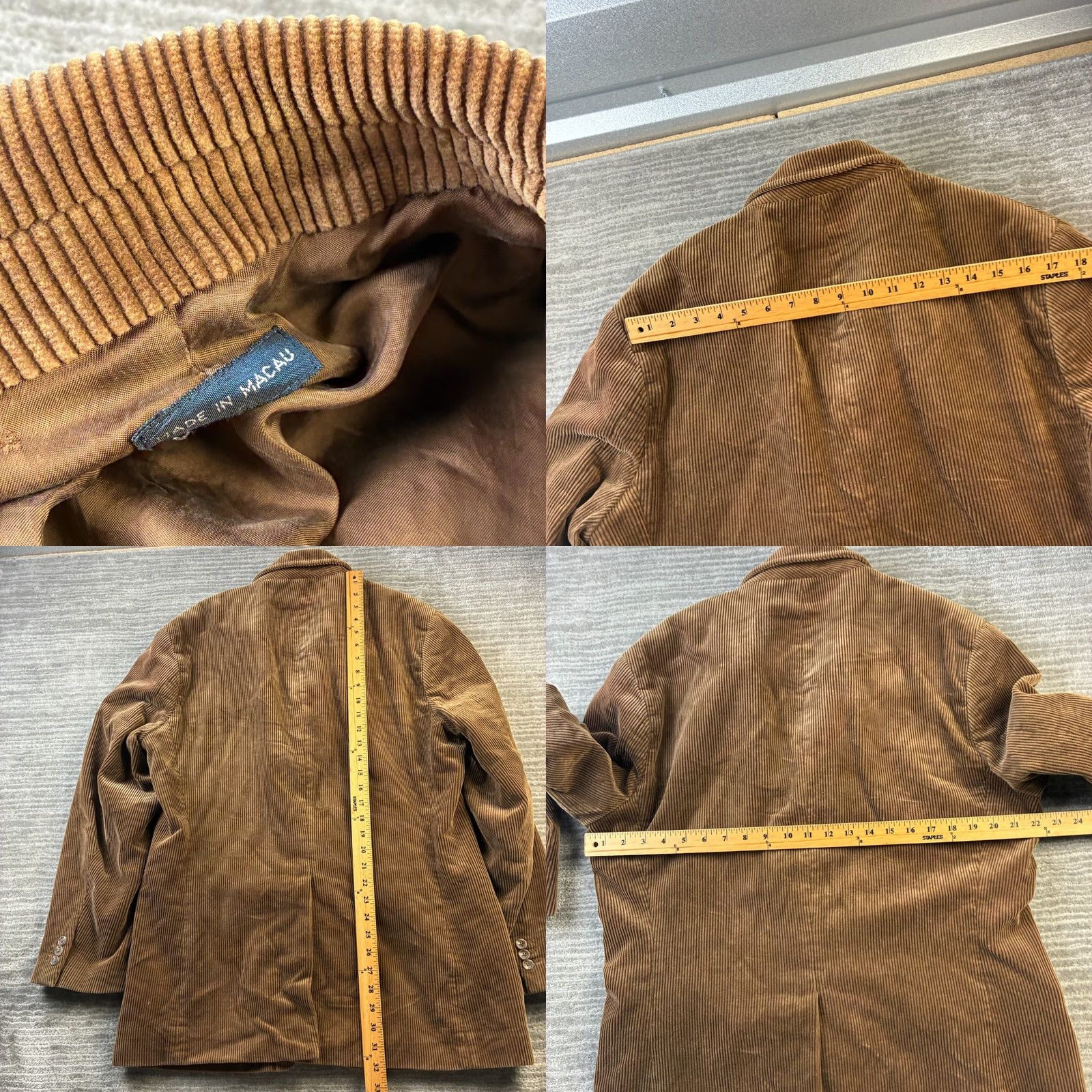 Polo Ralph Lauren VINTAGE Polo Ralph Lauren Blazer Mens Large Brown Corduroy 3 Button Front Three-Button Notch Lapel Single-Breasted Regular Fit Jacket Coat Size US L / EU 52-54 / 3 - 9 Thumbnail