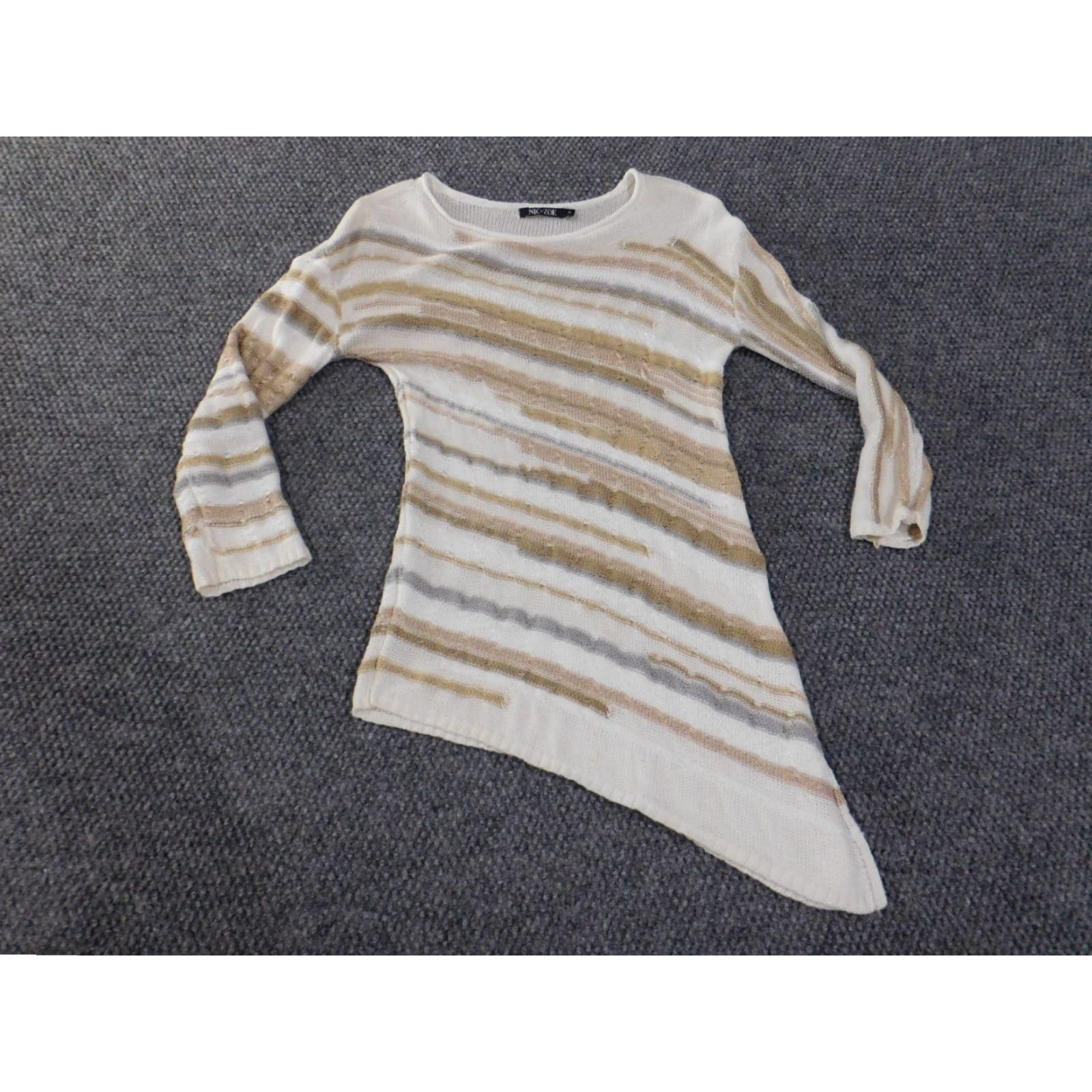 Vintage Zoe Sweater Cardigan Women's Beige Knit Long Sleeve Round Neck S Regular Modern Stretch Button Vintage: No Size S / US 4 / IT 40 - 2 Thumbnail