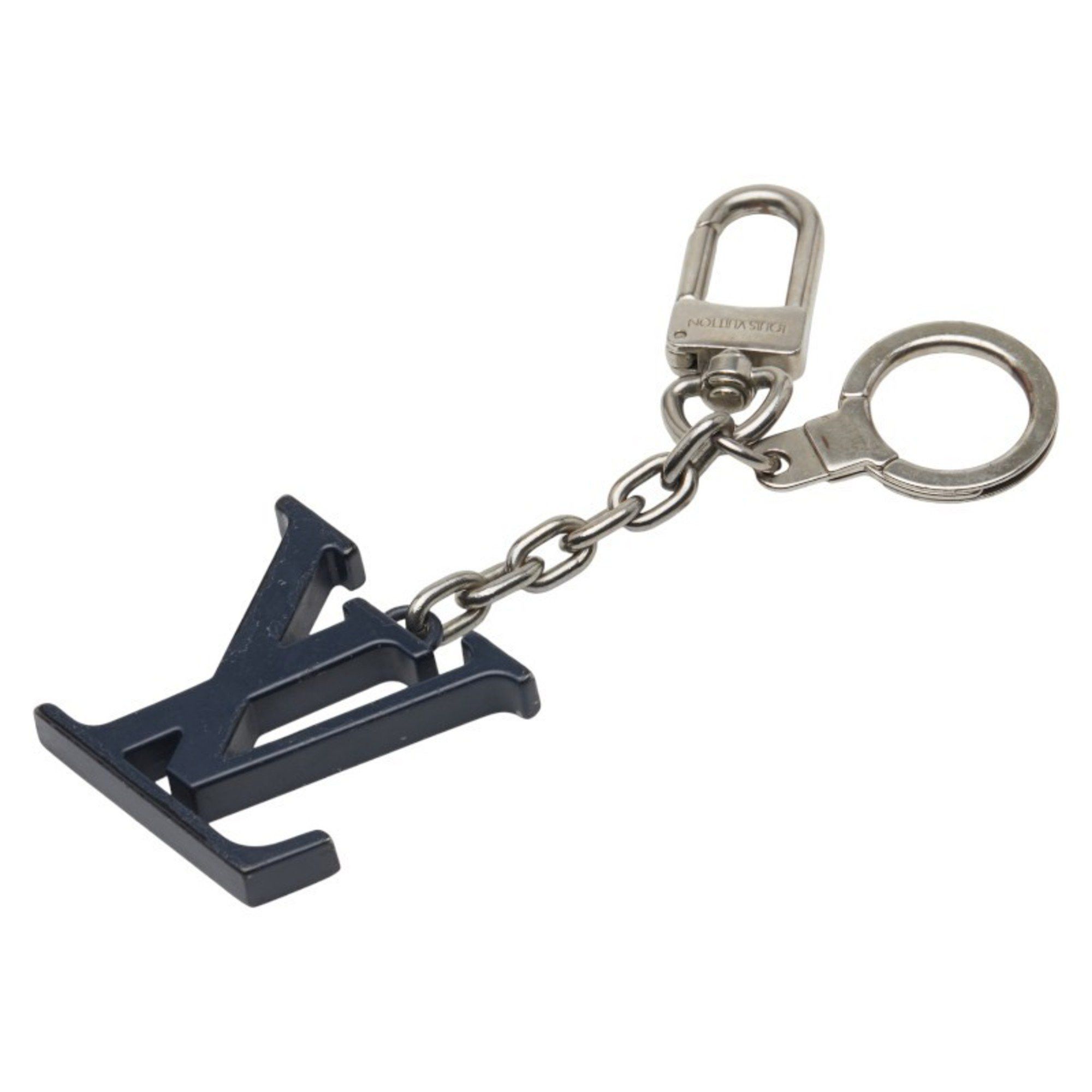 Louis Vuitton Porte-Clés Initial Keychain Charm Bag M66839 Silver Navy Metal Women's LOUIS VUITTON