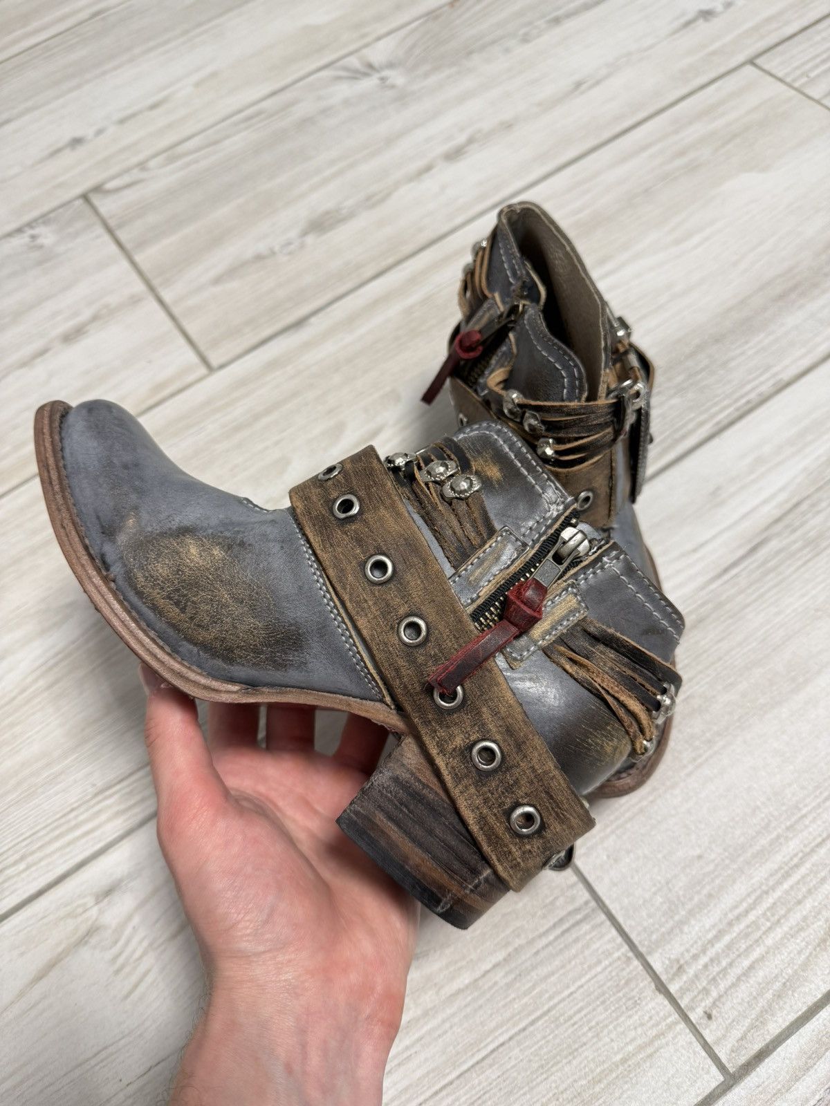 FREEBIRD Avant-garde handmade leather Cossack boots from Mexico Size US 9 / IT 39 - 4 Thumbnail