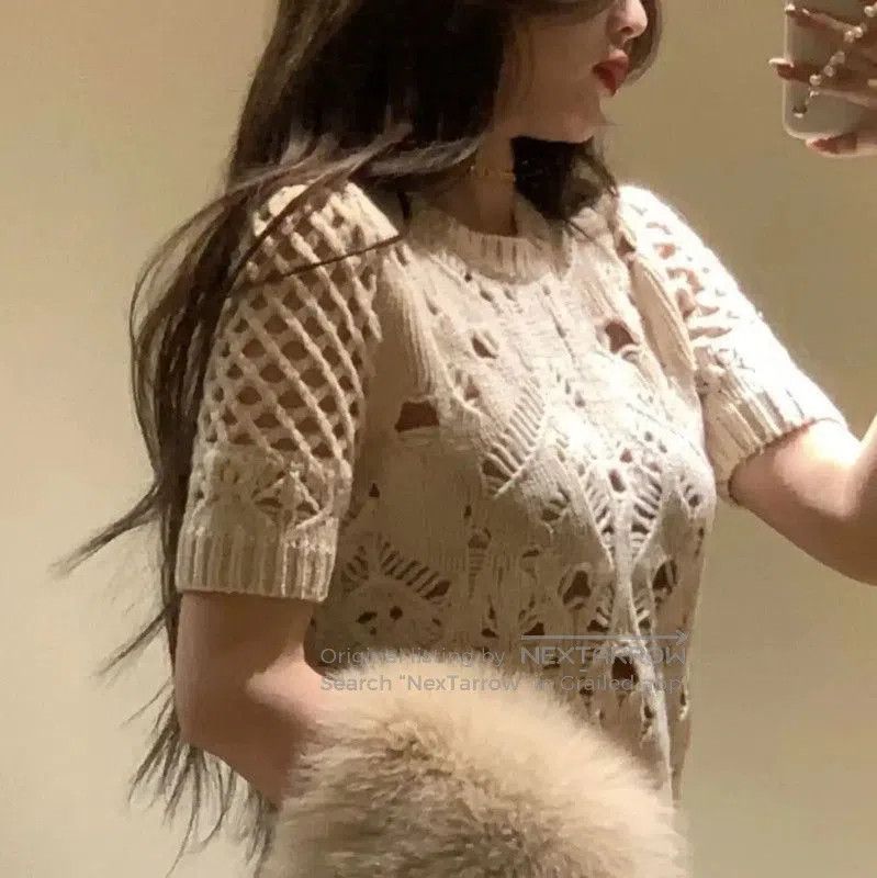 Dior Dior Cream Lace Short Sleeve Pullover Sweater . Size XS / US 0-2 / IT 36-38 - 4 Thumbnail