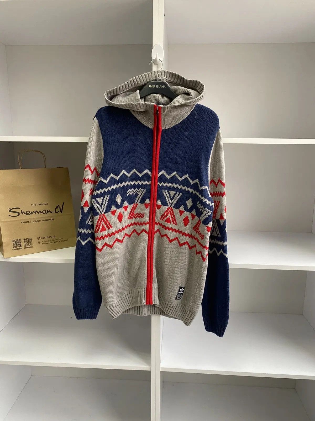 Adidas × Vintage Vintage Adidas Originals Knitted Zip Hoodie Size US L / EU 52-54 / 3 - 1 Thumbnail