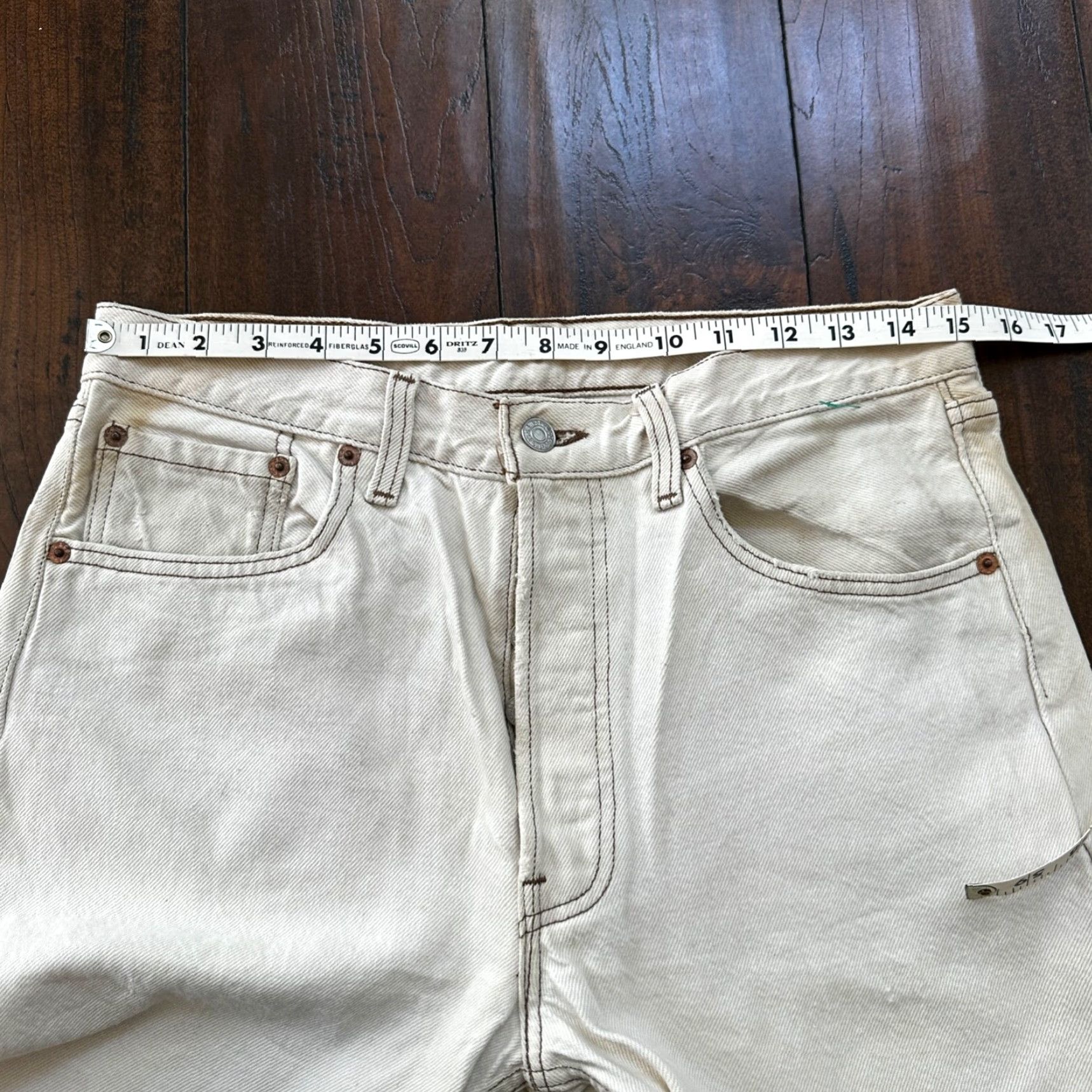 Levi's VTG Levi's 501 Jeans Men Mid Rise Straight 32x32 Denim White Button Fly USA 90s 501 Series Size US 32 / EU 48 - 6 Thumbnail