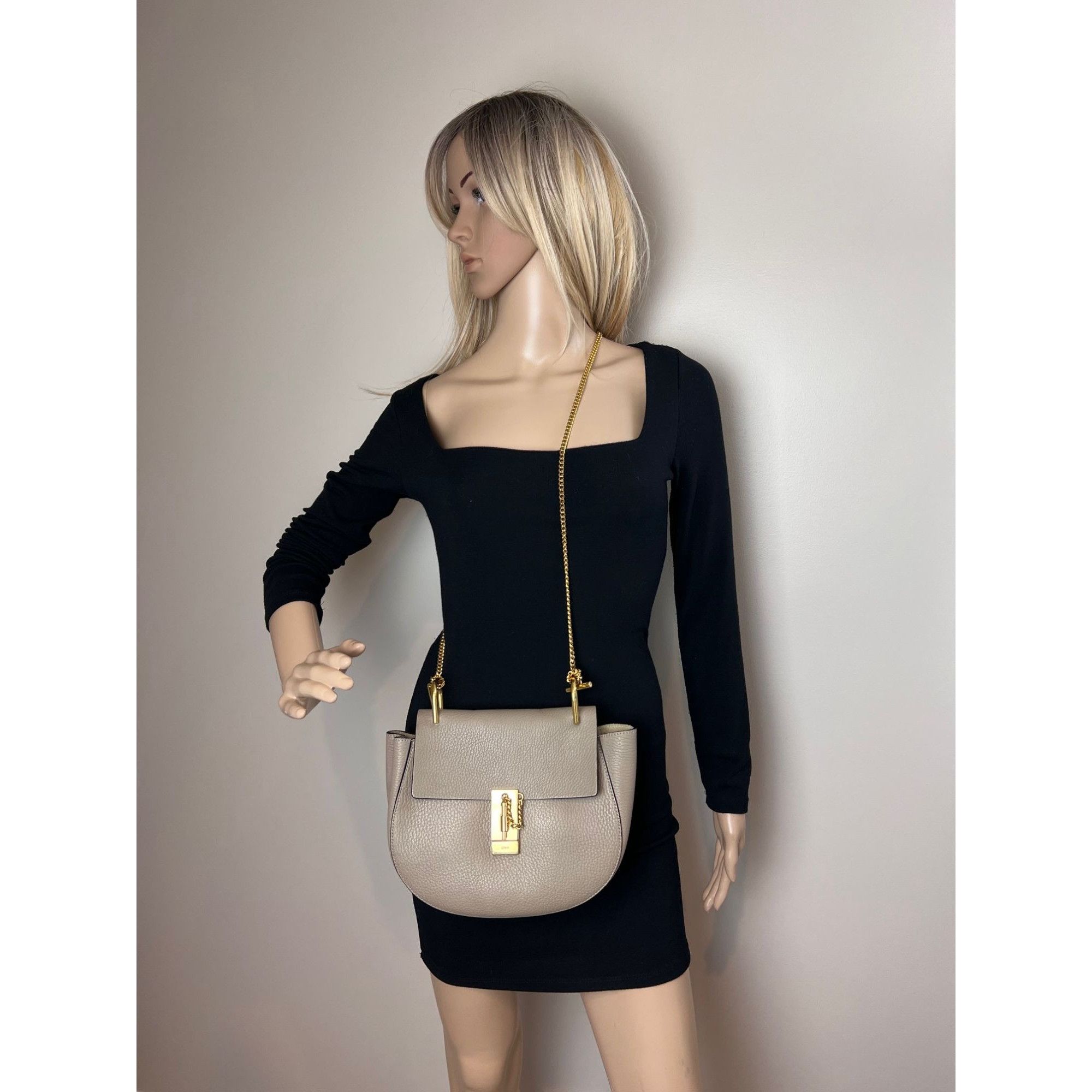 Chloe Chloe Small Drew Gray Grained Lambskin Leather Shoulder Cros Size ONE SIZE - 11 Thumbnail