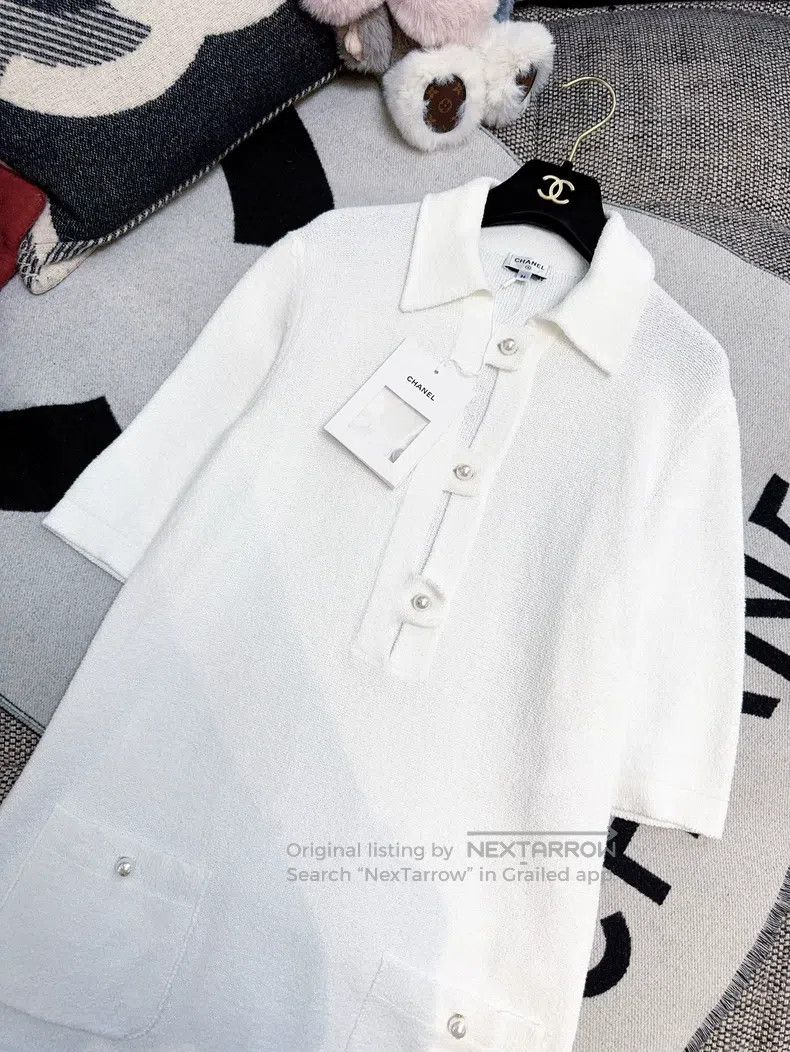 Other Chanel 23p white pearl buckle pearl two-pocket dress Size XS / US 0-2 / IT 36-38 - 3 Thumbnail