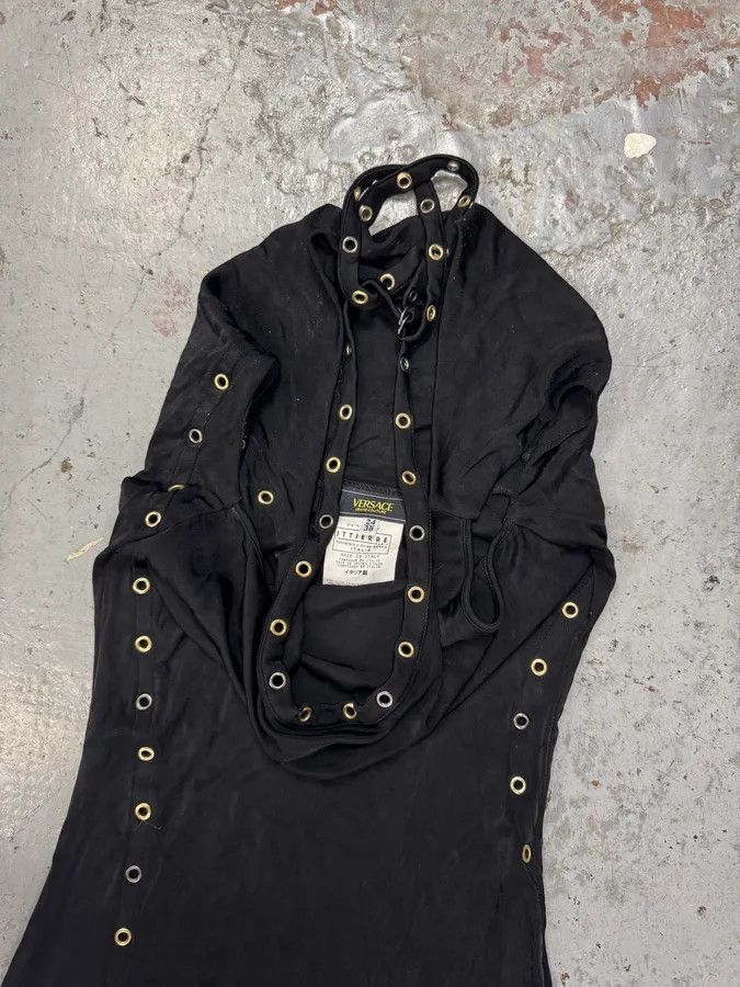 Versace 2000s Versace Eyelet Black Long Dress Size S / US 4 / IT 40 - 6 Thumbnail