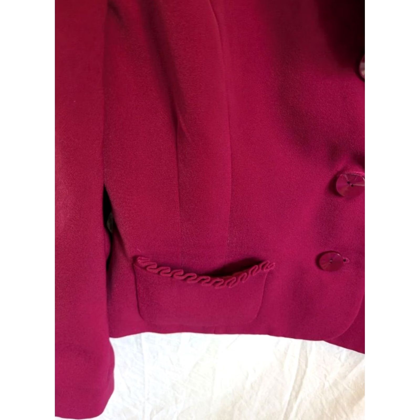 Vintage Sag Harbor Womens Blazer Jacket Pink Shawl Collar Ruffle Trim Professional 16 Size XXL / US 16-18 / IT 52-54 - 4 Thumbnail