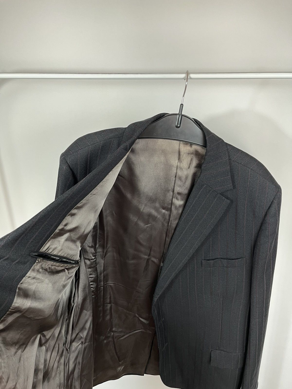 Other Vintage 1973 Tailored Pinstripe Blazer Jacket Dark Wool Coat Size US L / EU 52-54 / 3 - 8 Thumbnail