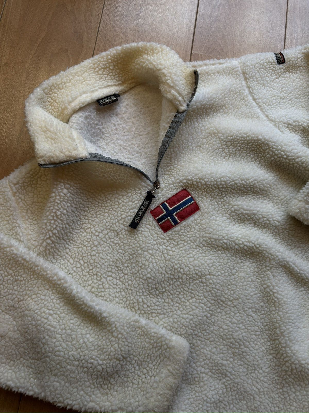 Napapijri Napapijri cream pullover zip fleece jacket Size US L / EU 52-54 / 3 - 5 Thumbnail