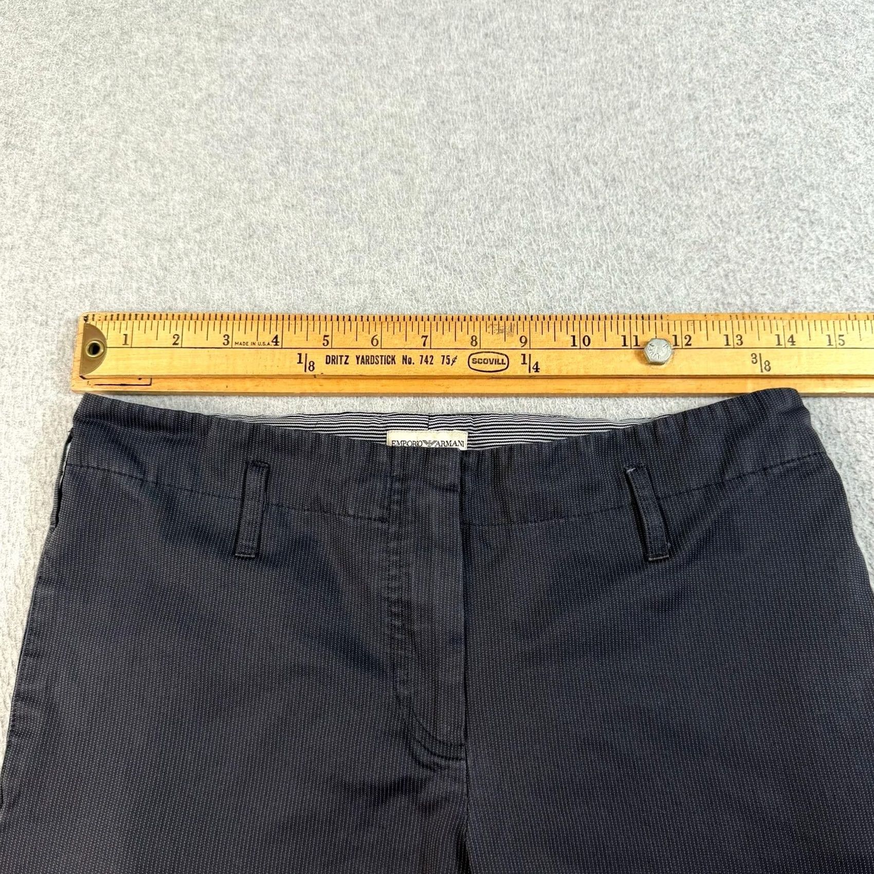 Emporio Armani Emporio Armani Pants Women 4 Blue Pinstripe Straight Leg Quiet Luxury Made Italy Size 27" / US 4 / IT 40 - 6 Thumbnail