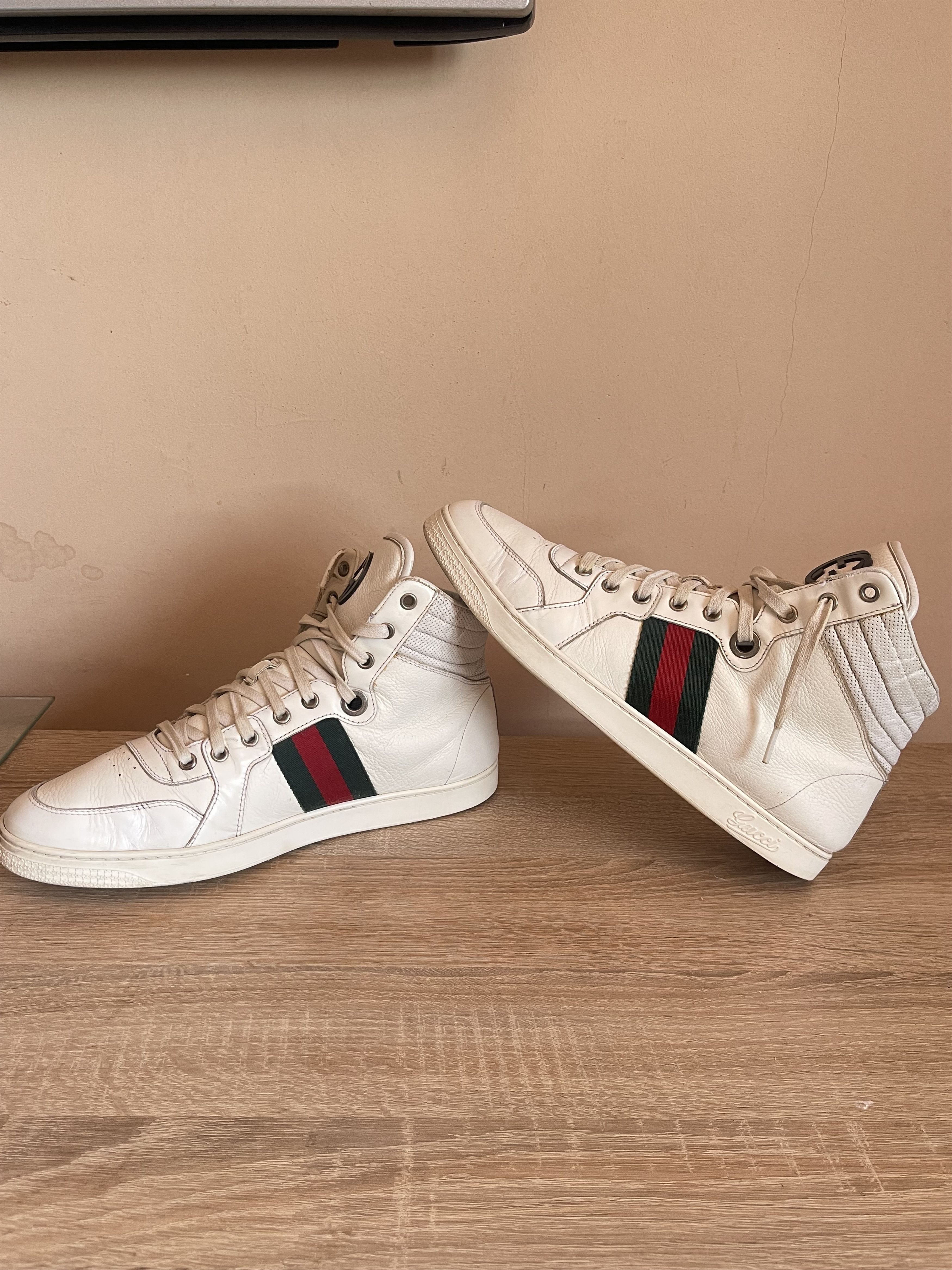 Gucci 🔥 vintage gucci hightop sneakers leather size 9 Size US 9 / EU 42 - 2 Thumbnail