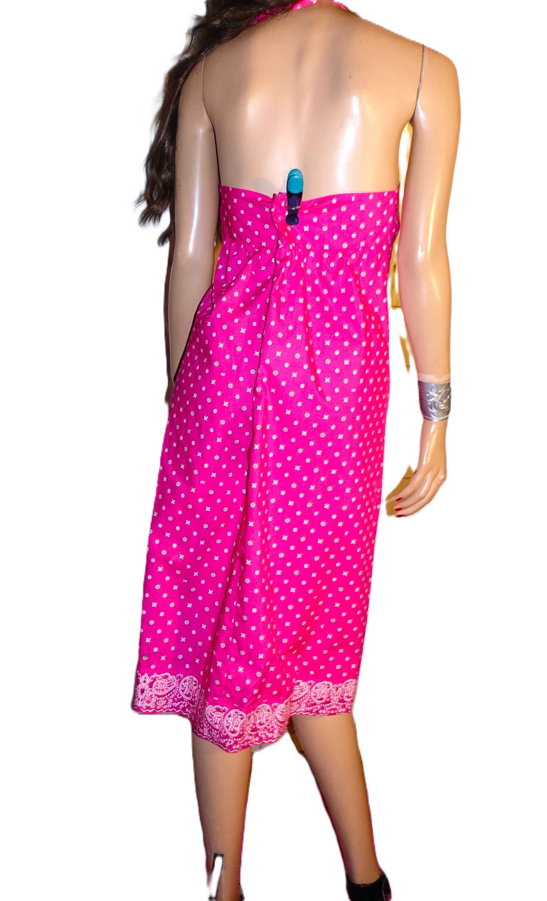 Isaac Mizrahi Isaac Mizrahi Pink White Bandana Halter Dress 10 Size L / US 10 / IT 46 - 5 Thumbnail