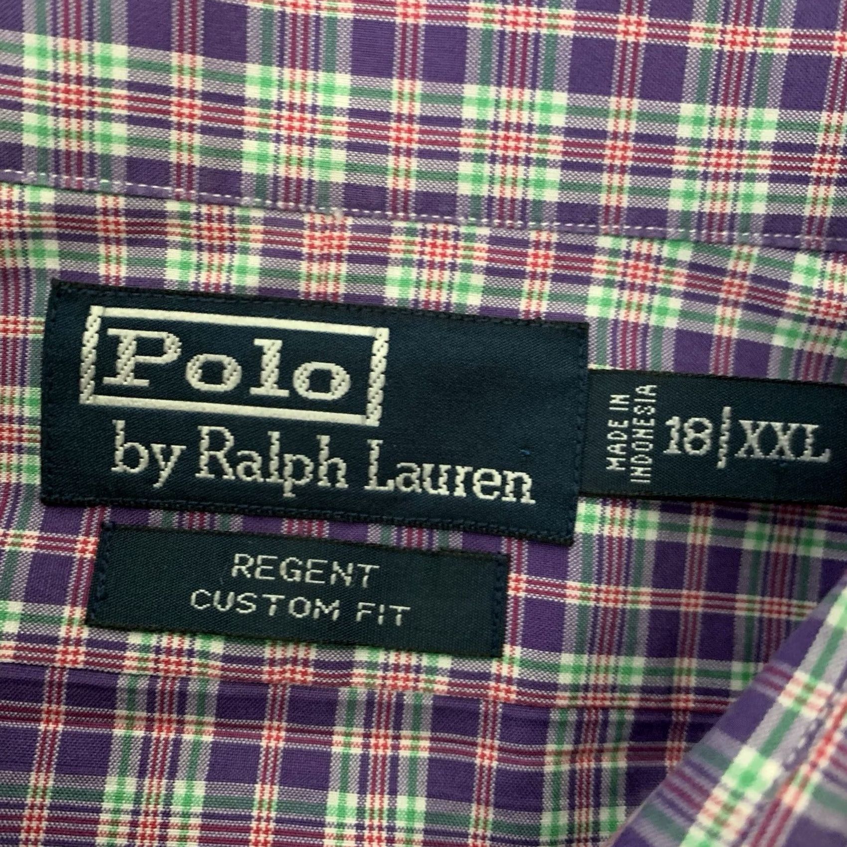 Polo Ralph Lauren POLO Ralph Lauren Shirt Mens XXL Purple Plaid Regent Custom Fit Spread 18 34 Size US XXL / EU 58 / 5 - 2 Thumbnail