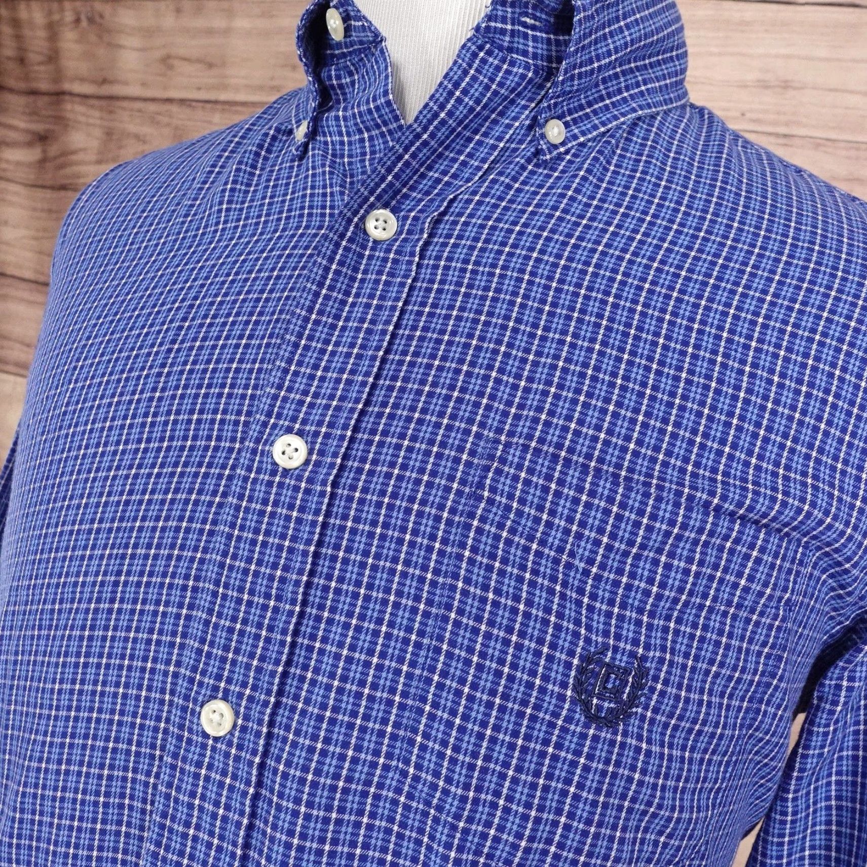 Chaps Chaps Shirt Mens Medium Blue Check Long Sleeve Button-Down Collar Crest Logo Casual Size US M / EU 48-50 / 2 - 2 Thumbnail