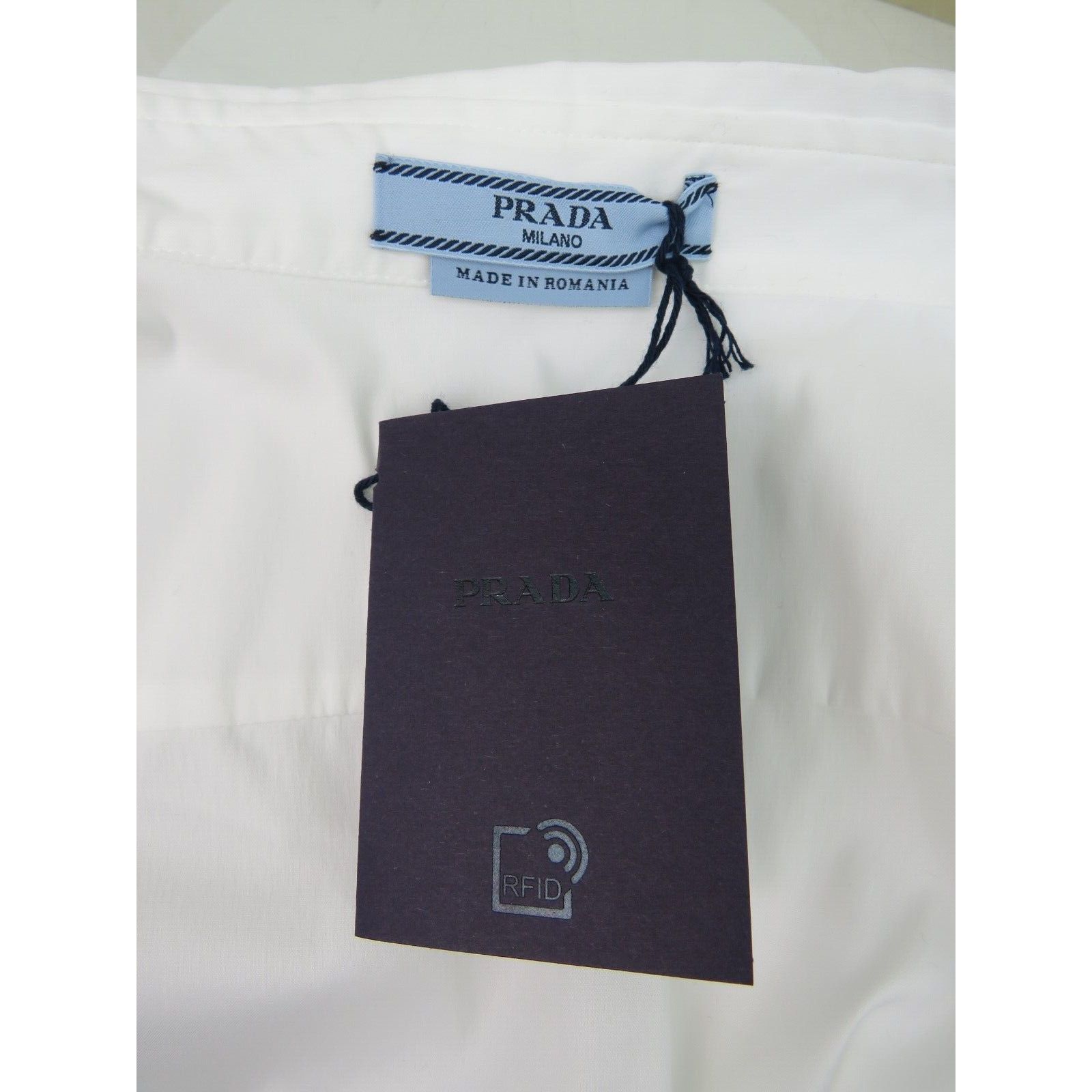 Prada PRADA DNA634 WHITE LONG SLEEVE FORMAL POPLINE BLOUSE 36 2 Size XS / US 0-2 / IT 36-38 - 14 Thumbnail